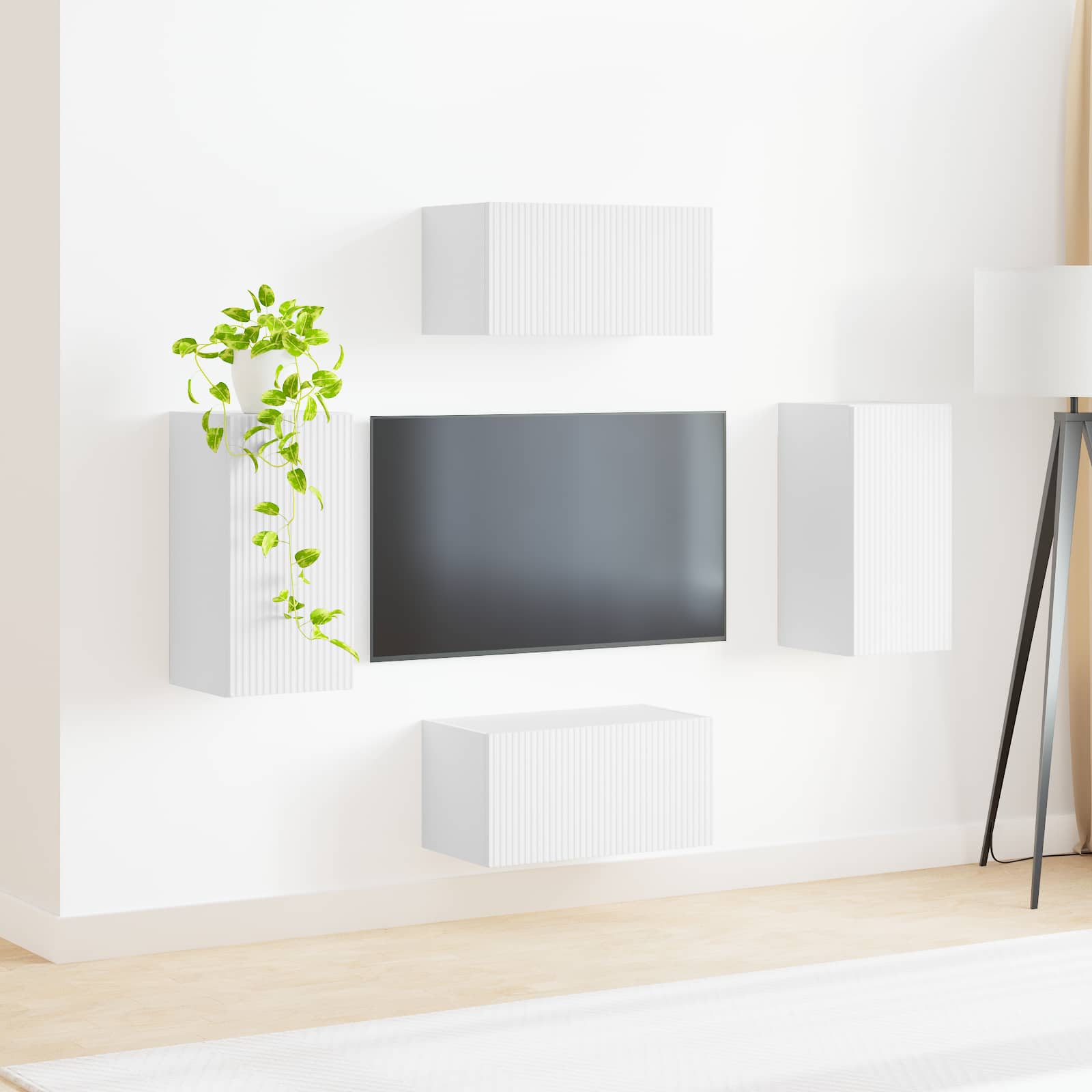 TV Cabinet Set 4 pcs White Engineered Wood