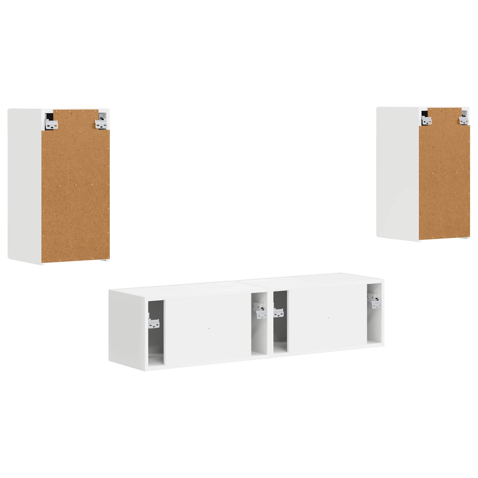 TV Cabinet Set 4 pcs White Engineered Wood