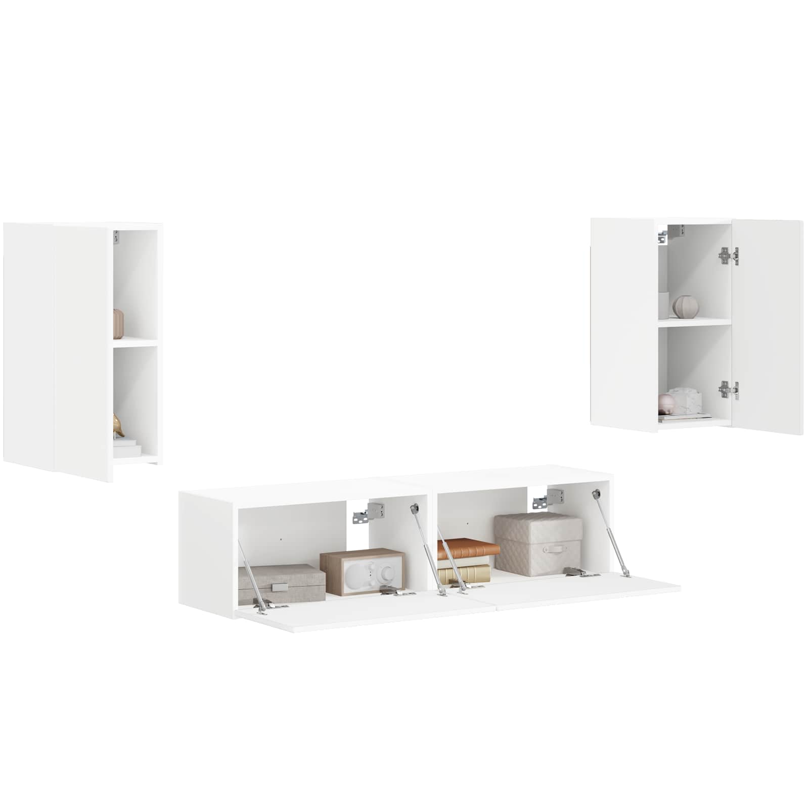 TV Cabinet Set 4 pcs White Engineered Wood