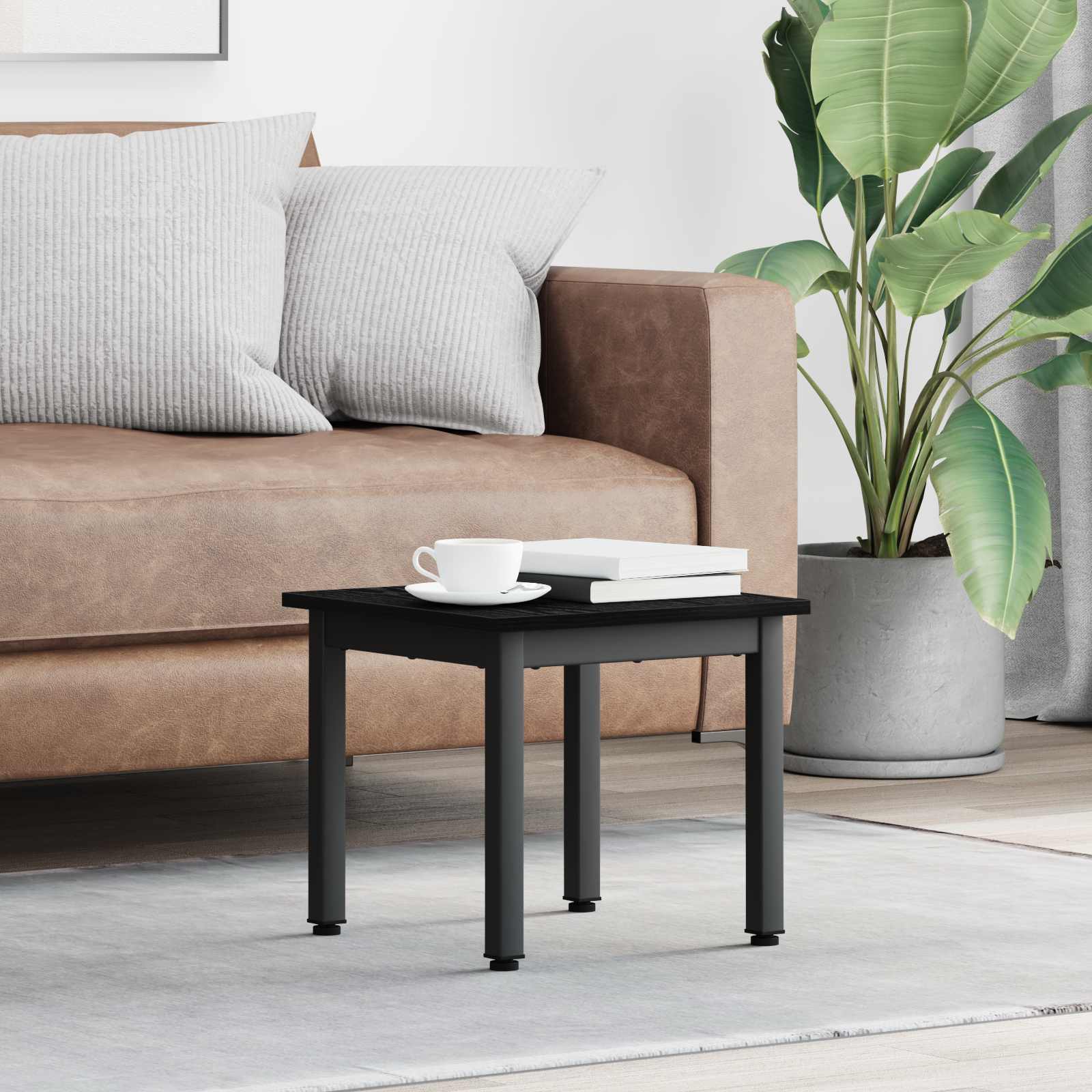Coffee Table Black Oak 40 x 40 x 36 cm Engineered Wood