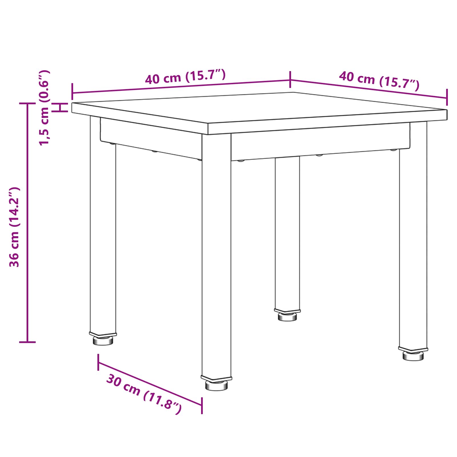 Coffee Table Black Oak 40 x 40 x 36 cm Engineered Wood