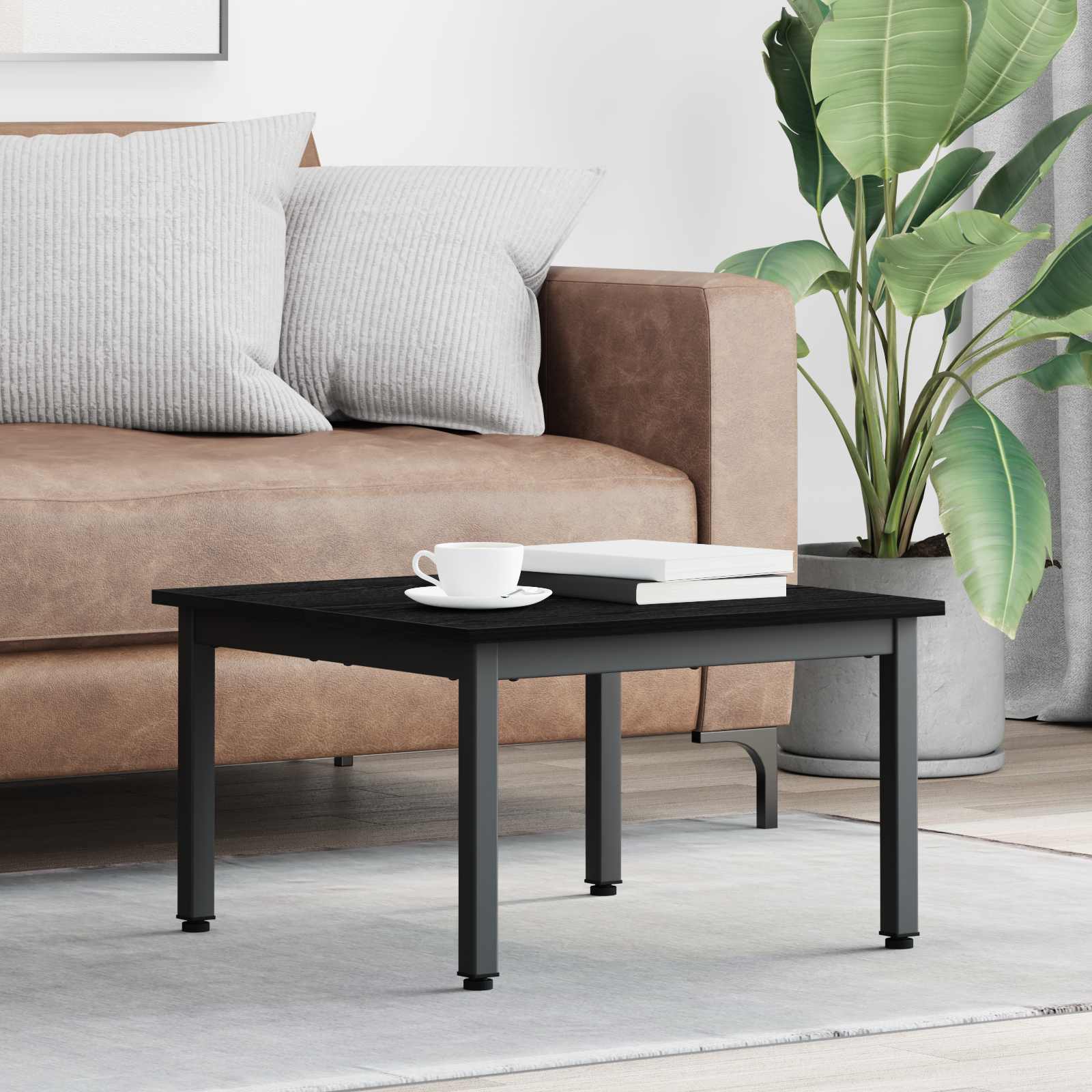 Coffee Table Black Oak 60 x 60 x 36 cm Engineered Wood