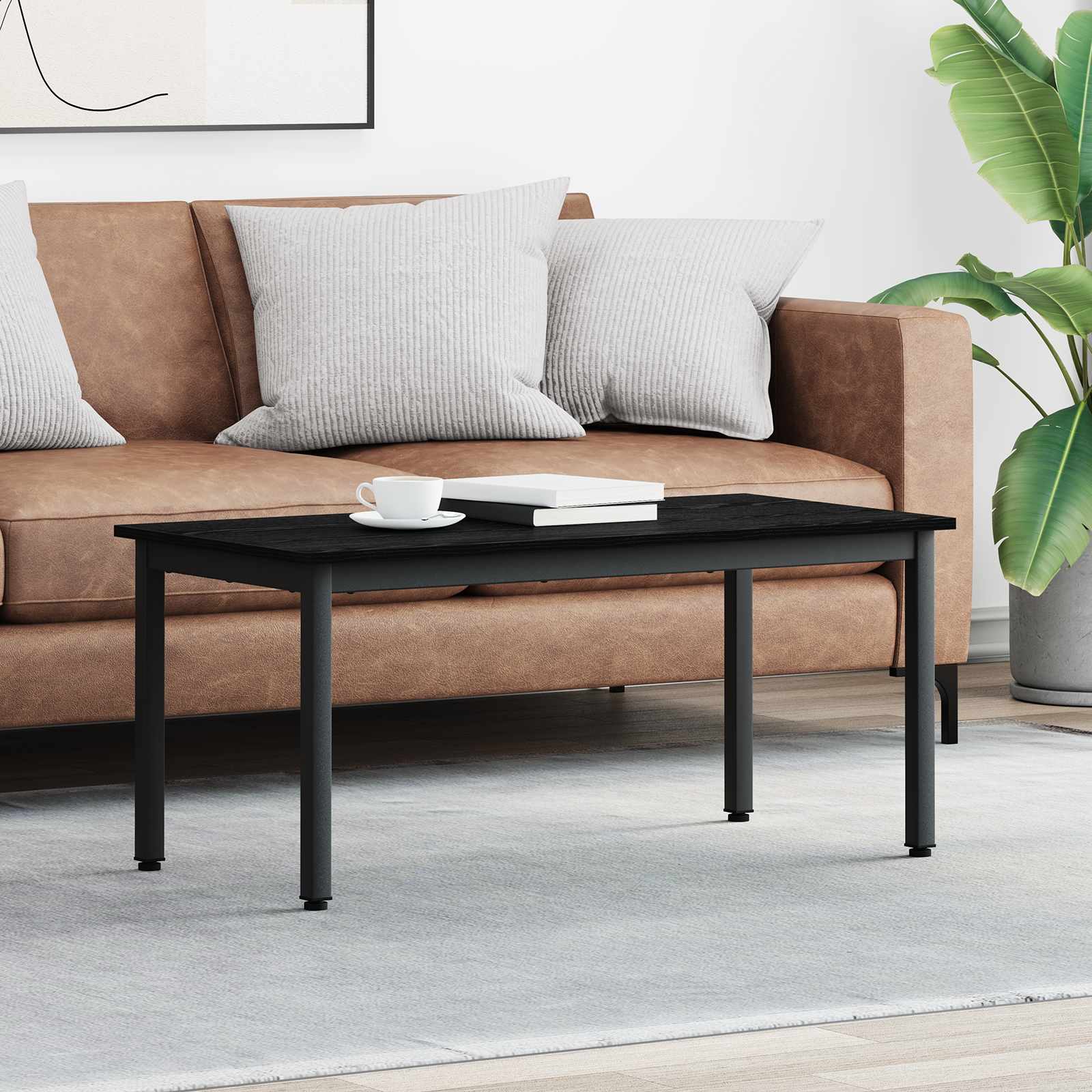 Coffee Table Black Oak 100 x 50 x 45 cm Engineered Wood