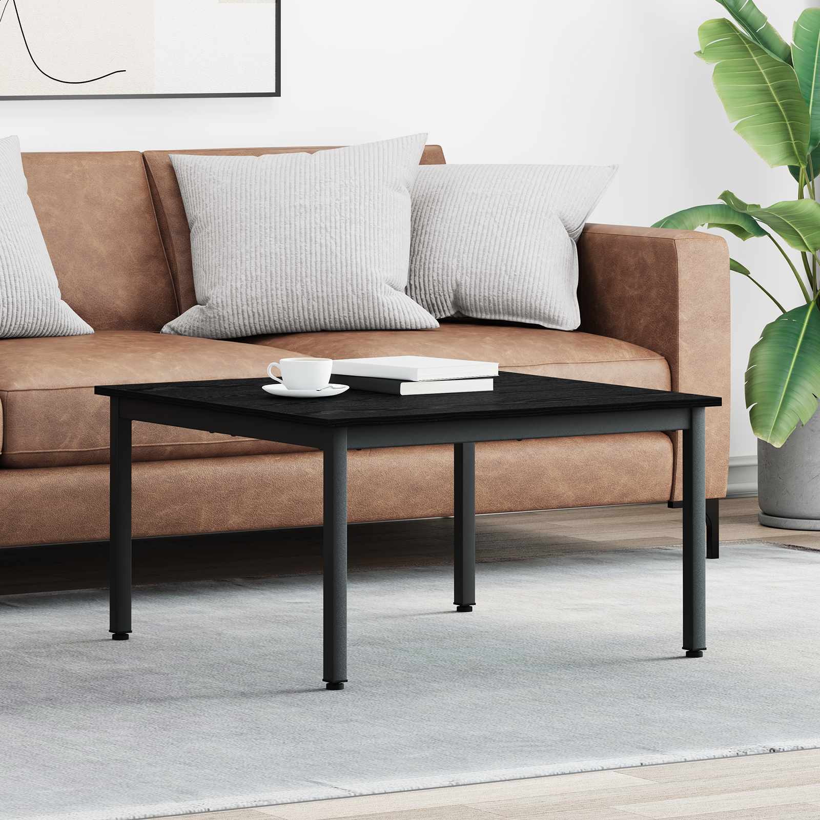 Coffee Table Black Oak 80 x 80 x 45 cm Engineered Wood