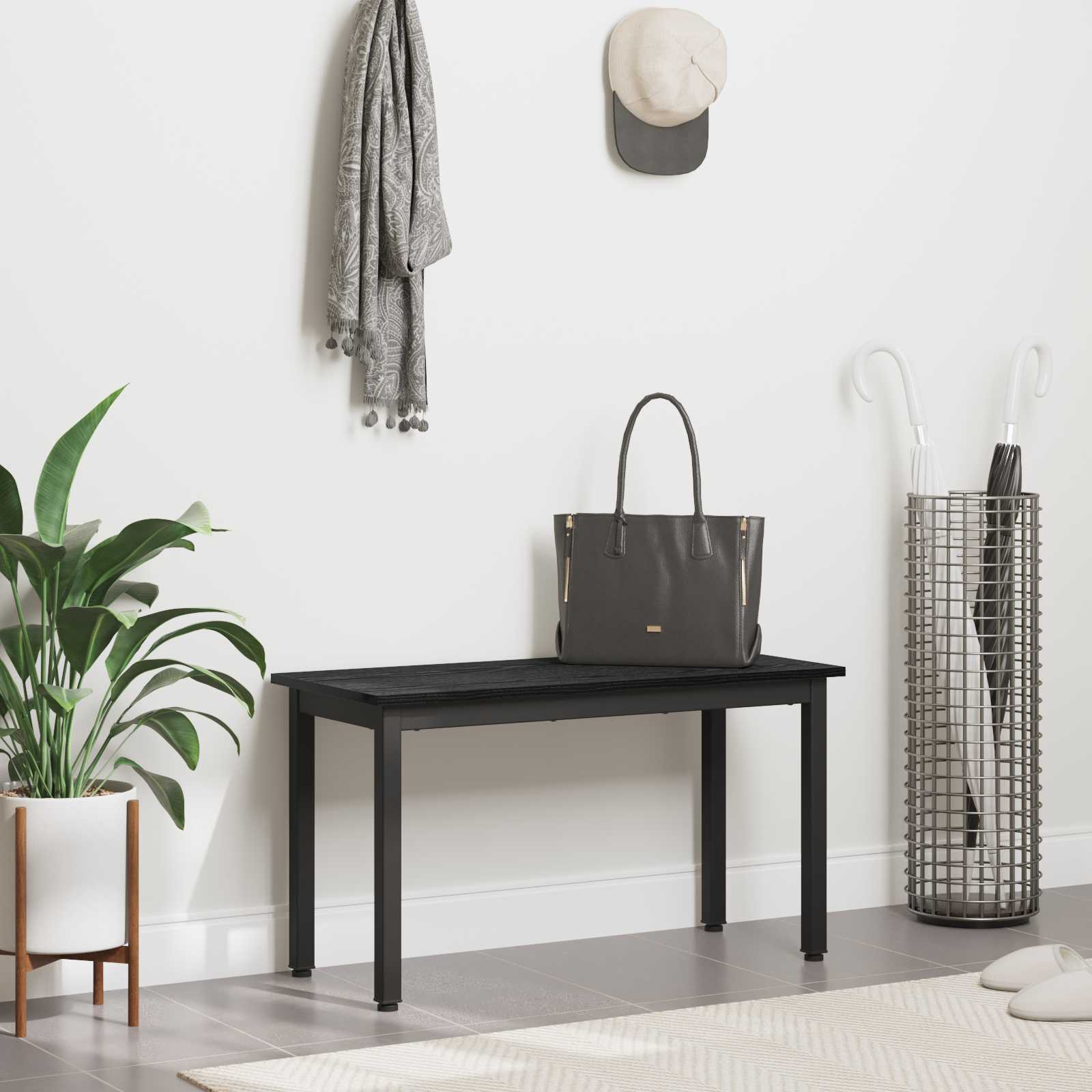 Bench Black Oak 80 x 35 x 45 cm Engineered Wood
