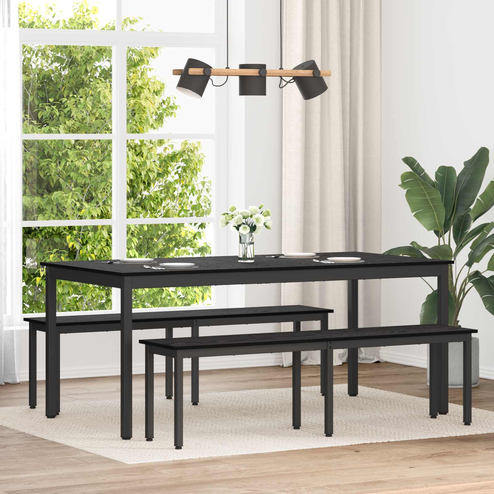 Bench Black Oak 160 x 35 x 45 cm Engineered Wood