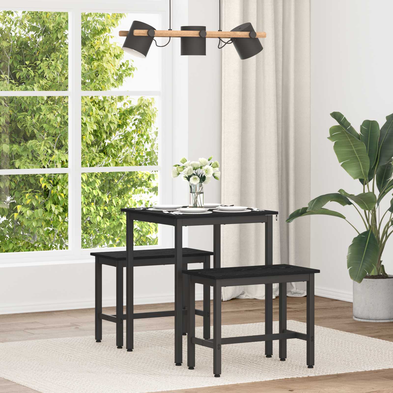 Dining Tables 60 x 60 x 75 cm Engineered Wood Black Oak Square