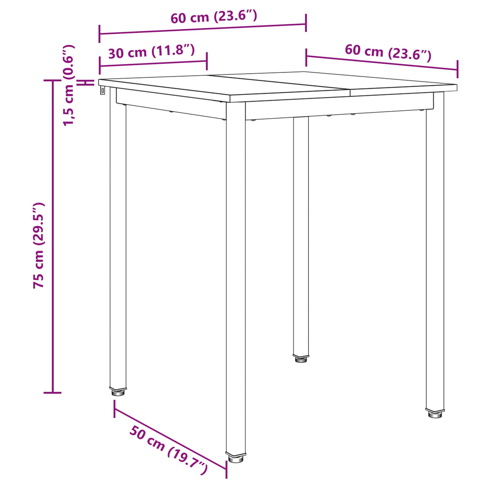 Dining Tables 60 x 60 x 75 cm METAL