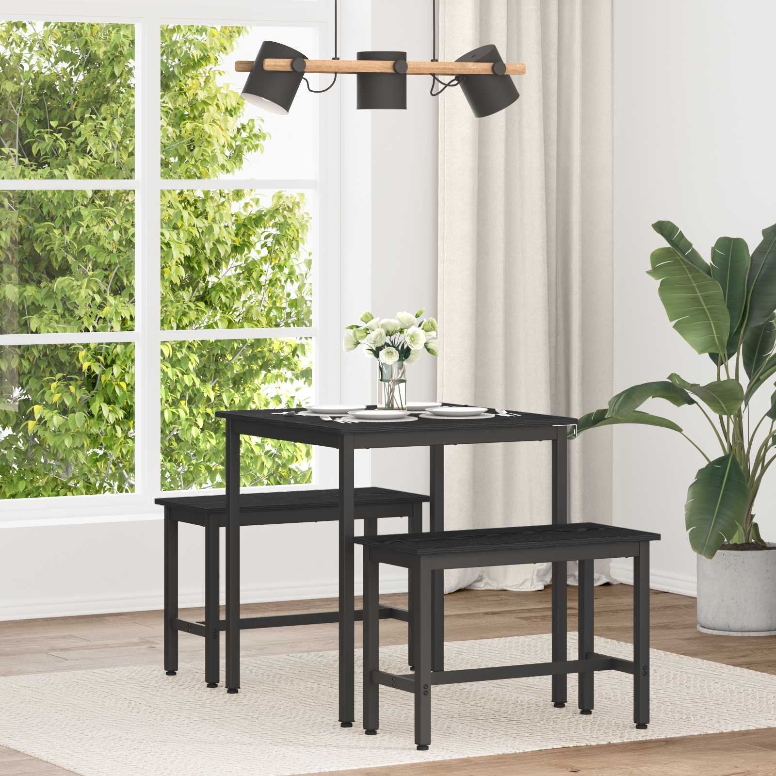 Dining Tables 70 x 70 x 75 cm Engineered Wood Black Oak Square