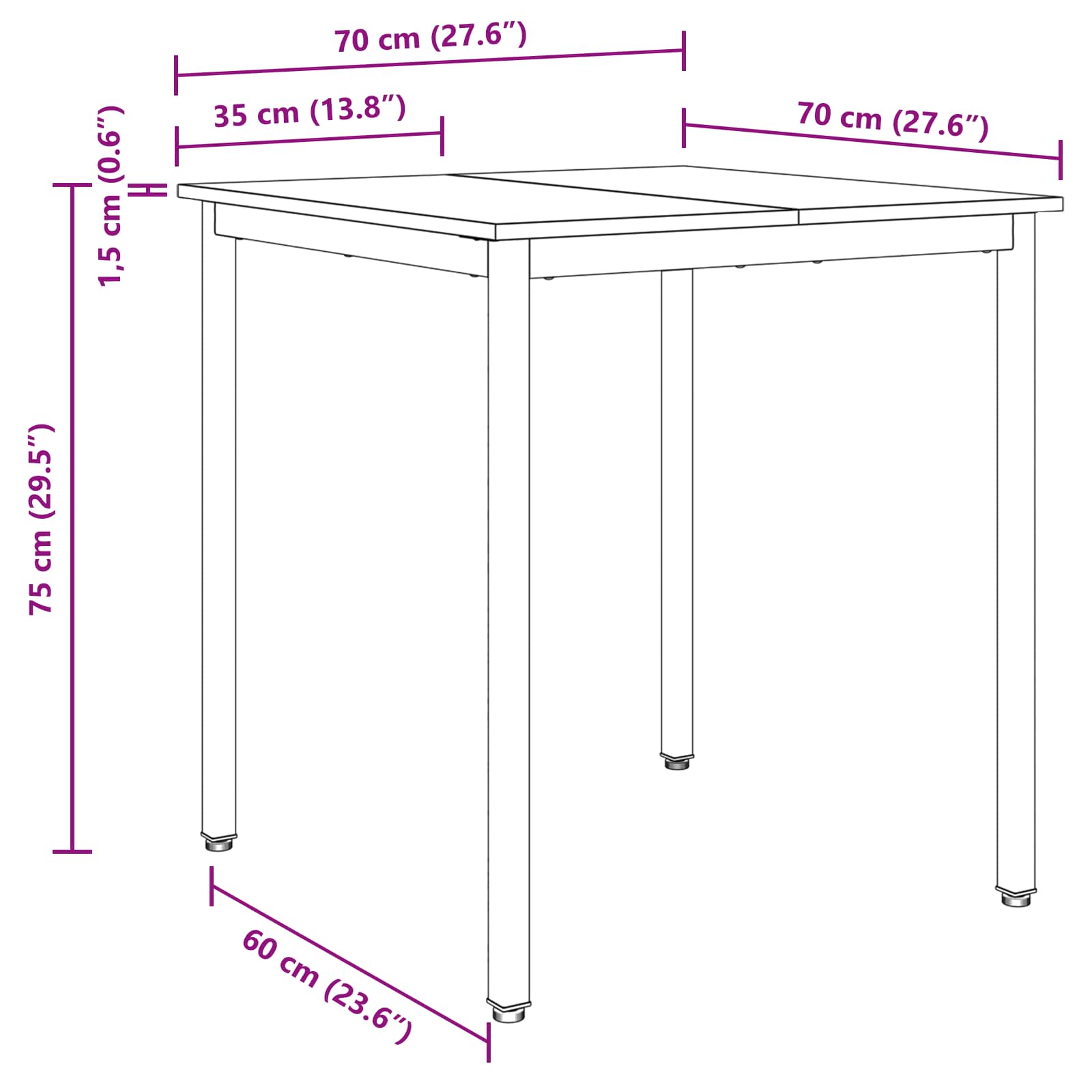 Dining Tables 70 x 70 x 75 cm Engineered Wood Black Oak Square