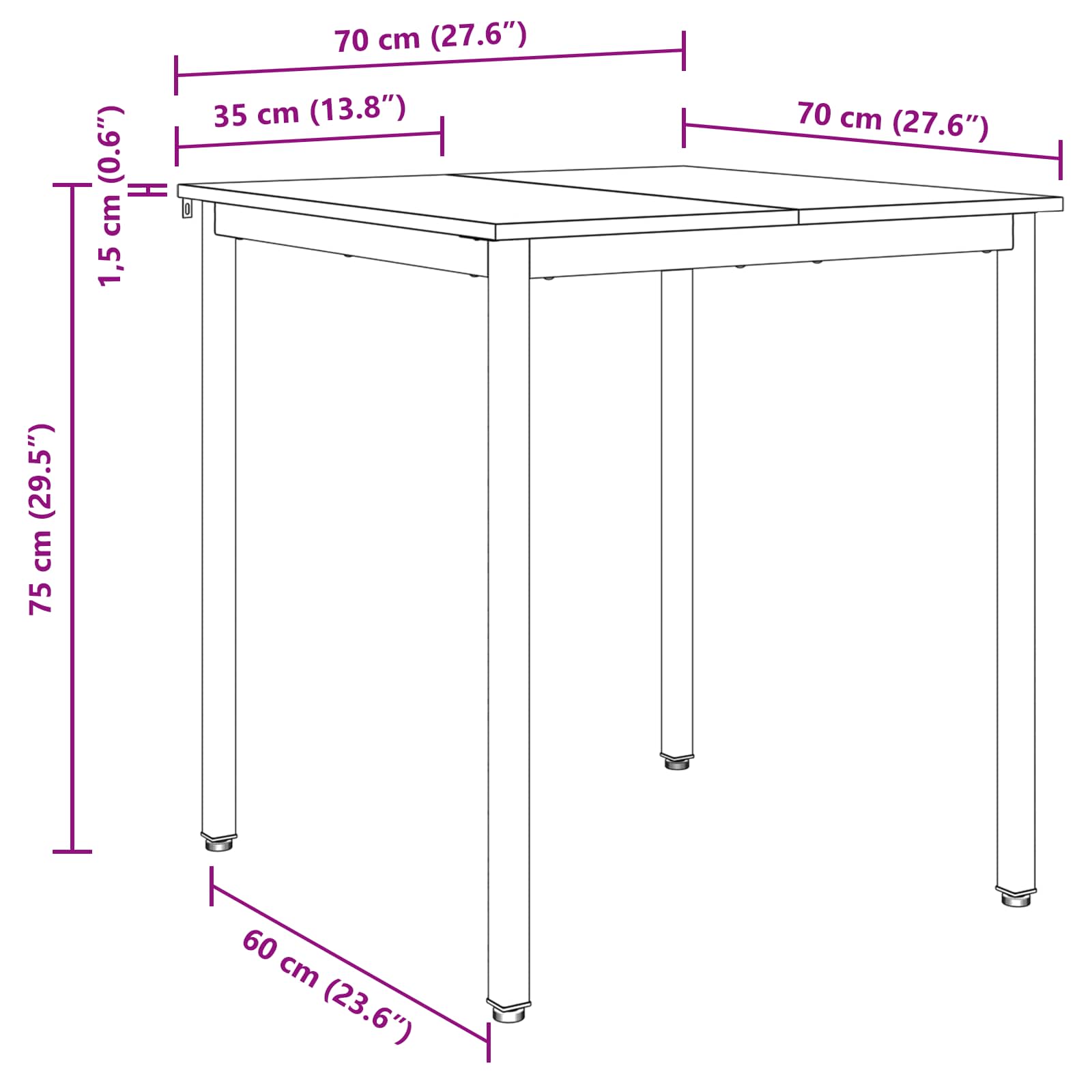 Dining Tables 70 x 70 x 75 cm Engineered Wood Black Oak Square
