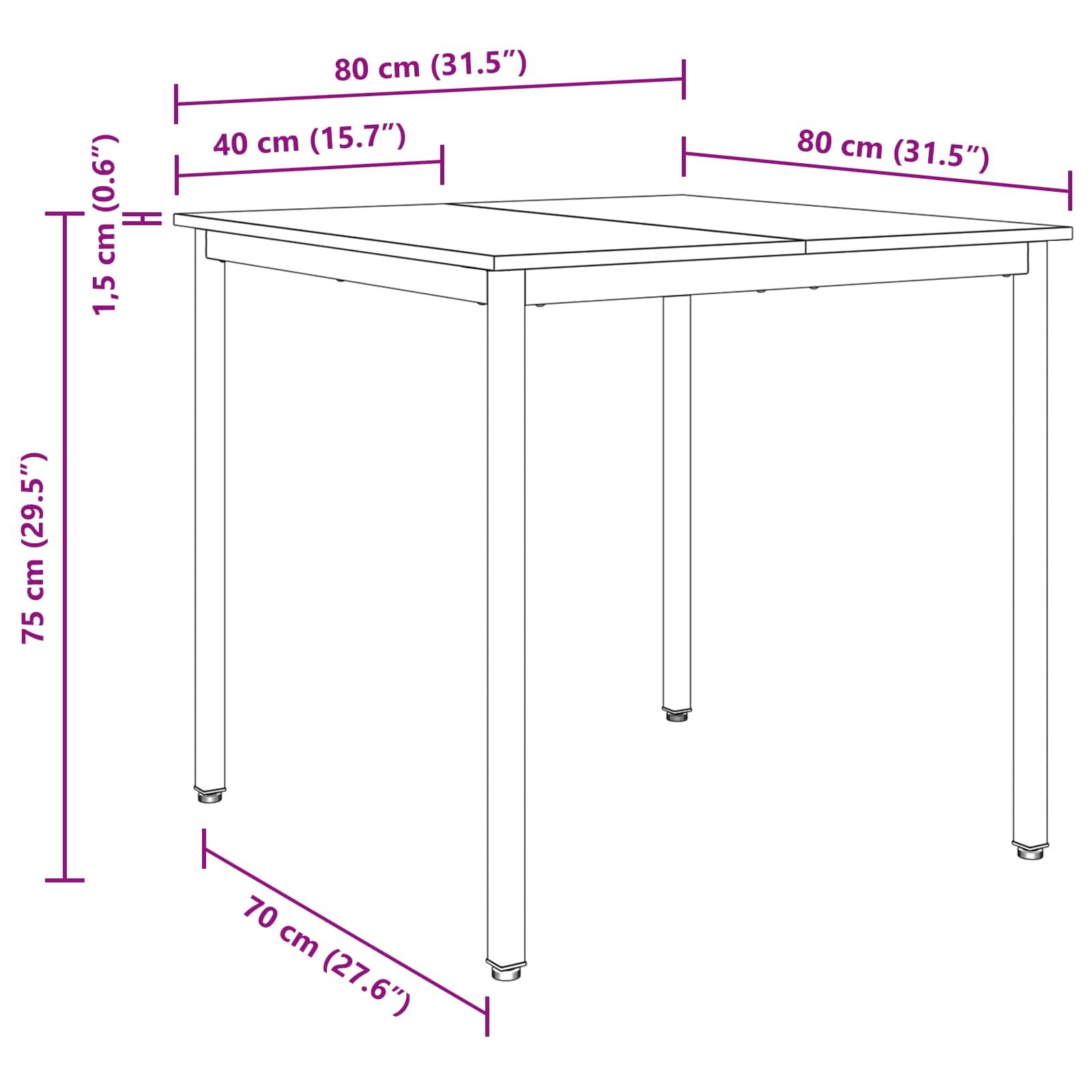 Dining Tables 80 x 80 x 75 cm Engineered Wood Sonoma Oak Square