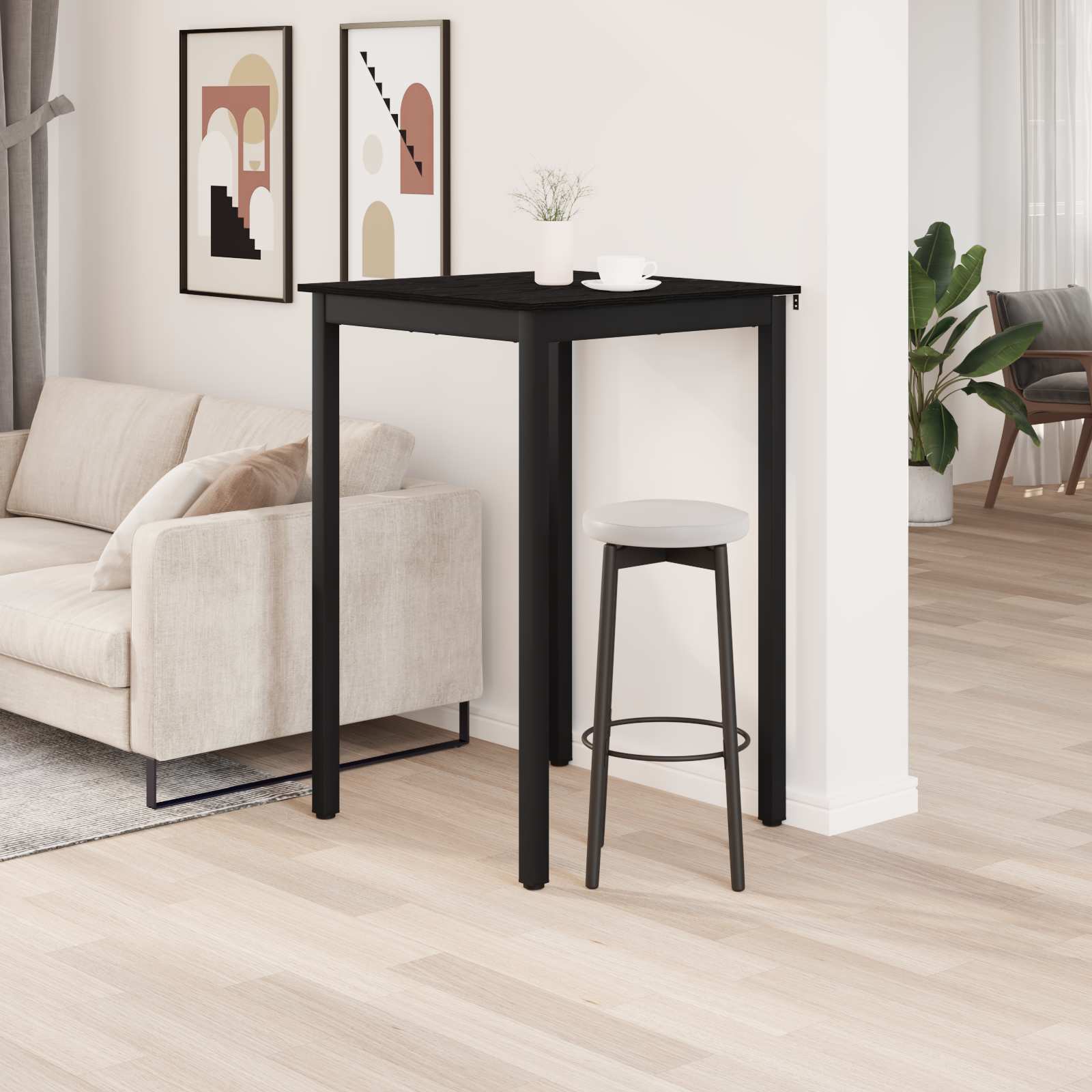 Standing Bar Table Engineered Wood Square