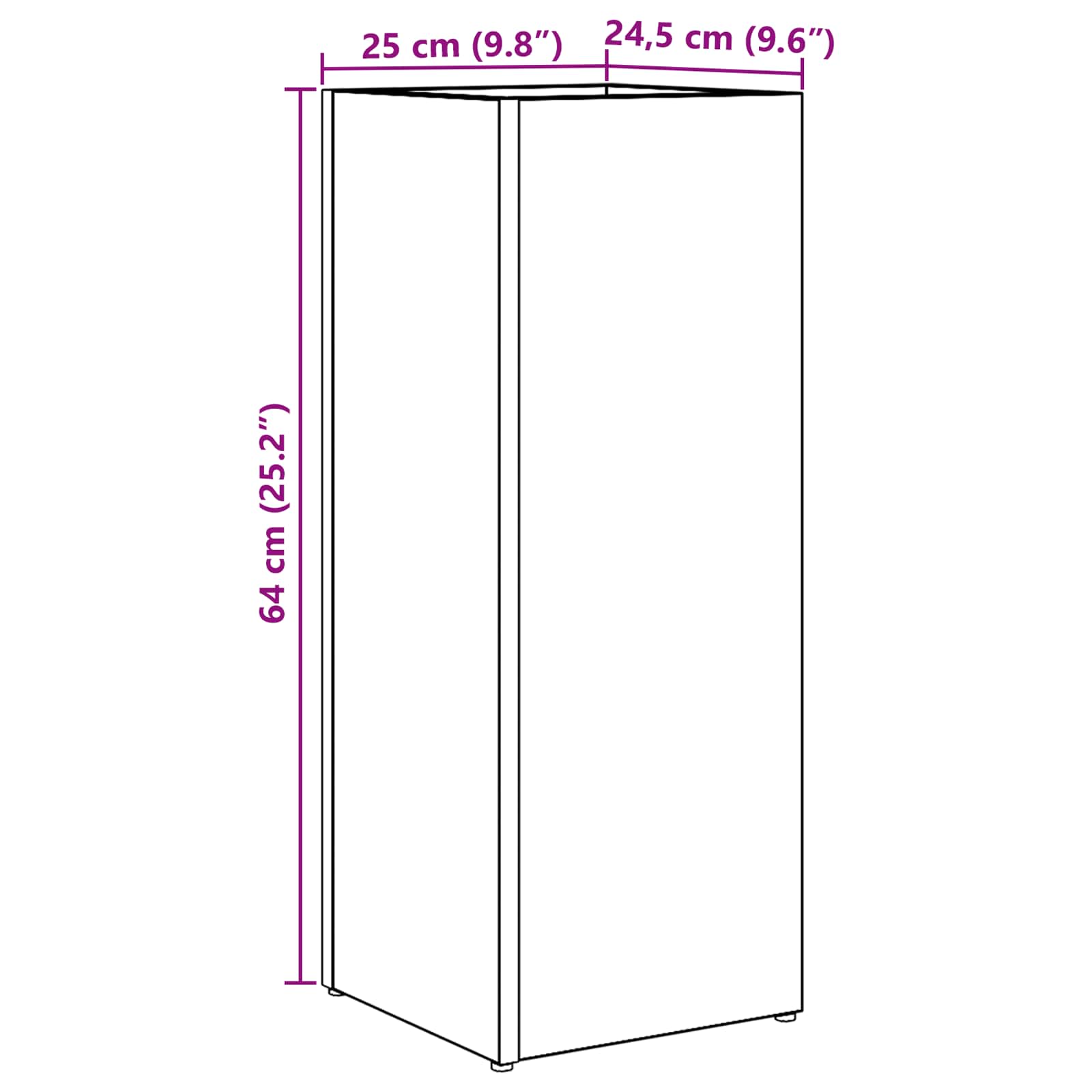 Umbrella Stand Black Oak 25 x 24.5 x 64 cm Engineered Wood