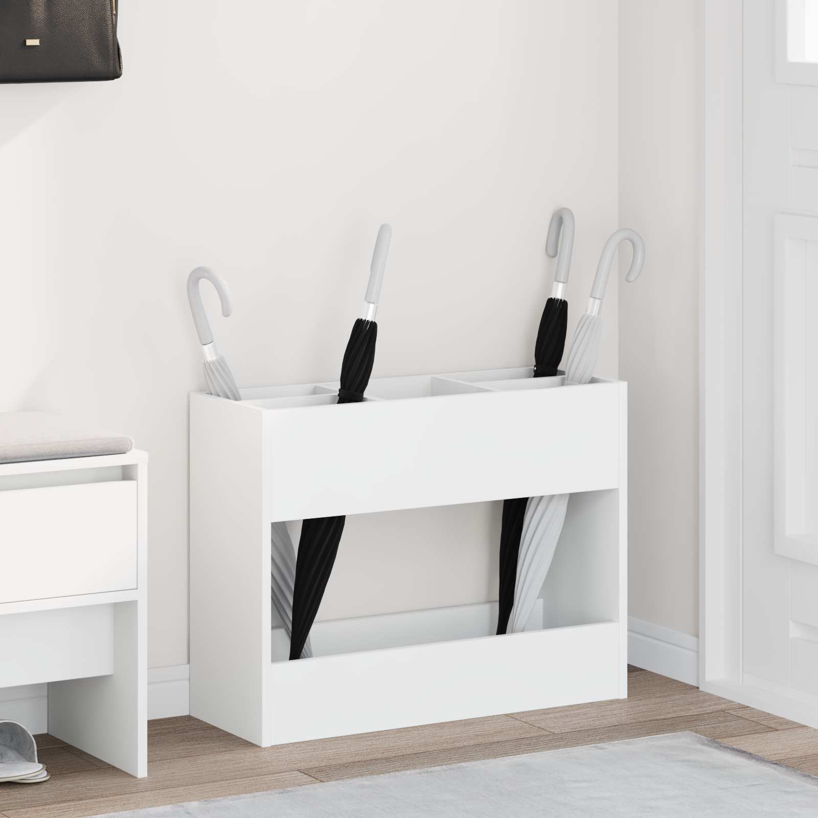 Umbrella Stand White 65 x 24 x 50 cm Engineered Wood