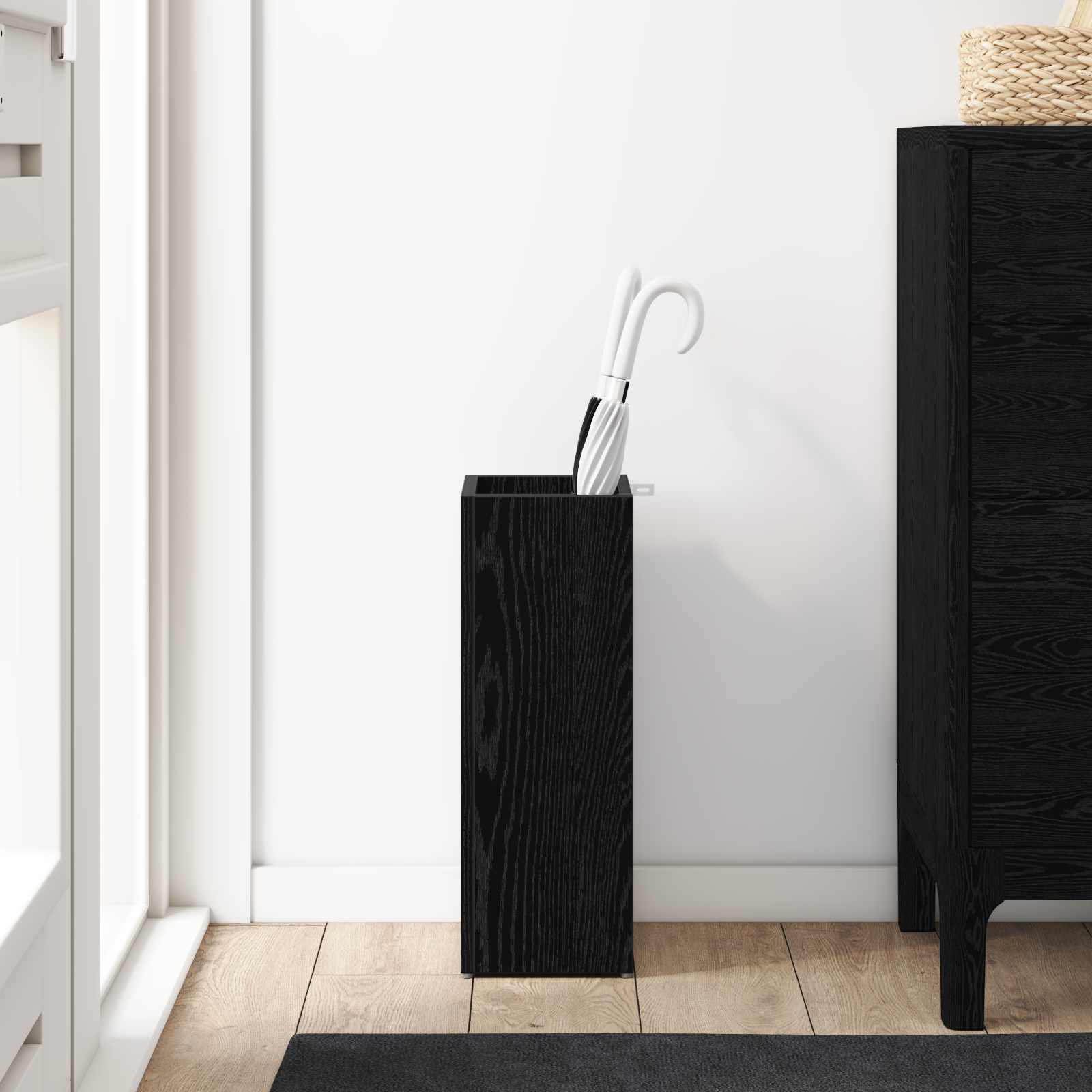 Umbrella Stand Black Oak 20 x 20 x 55.5 cm Engineered Wood