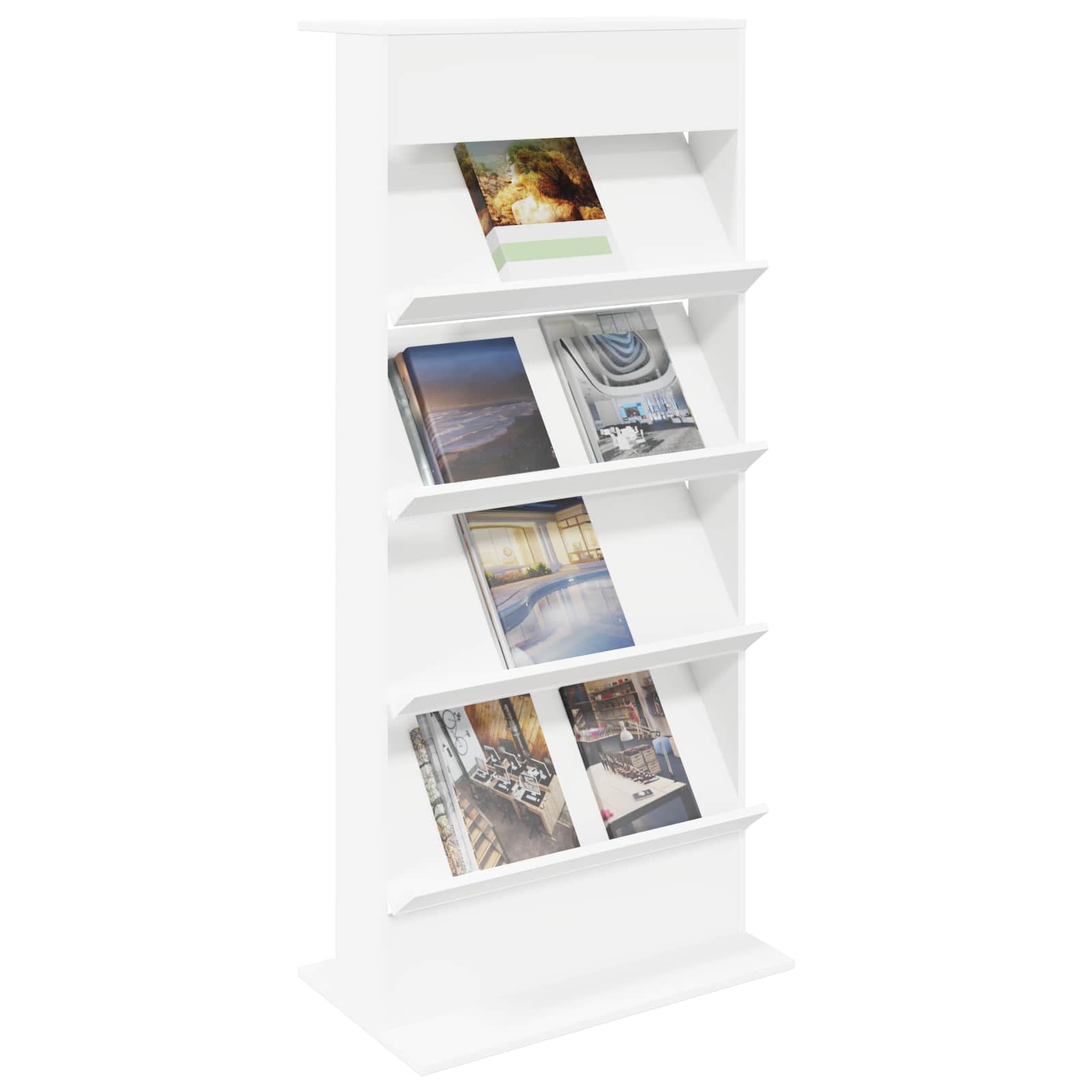 Magazine Rack White 70 x 41 x 156 cm Engineered Wood