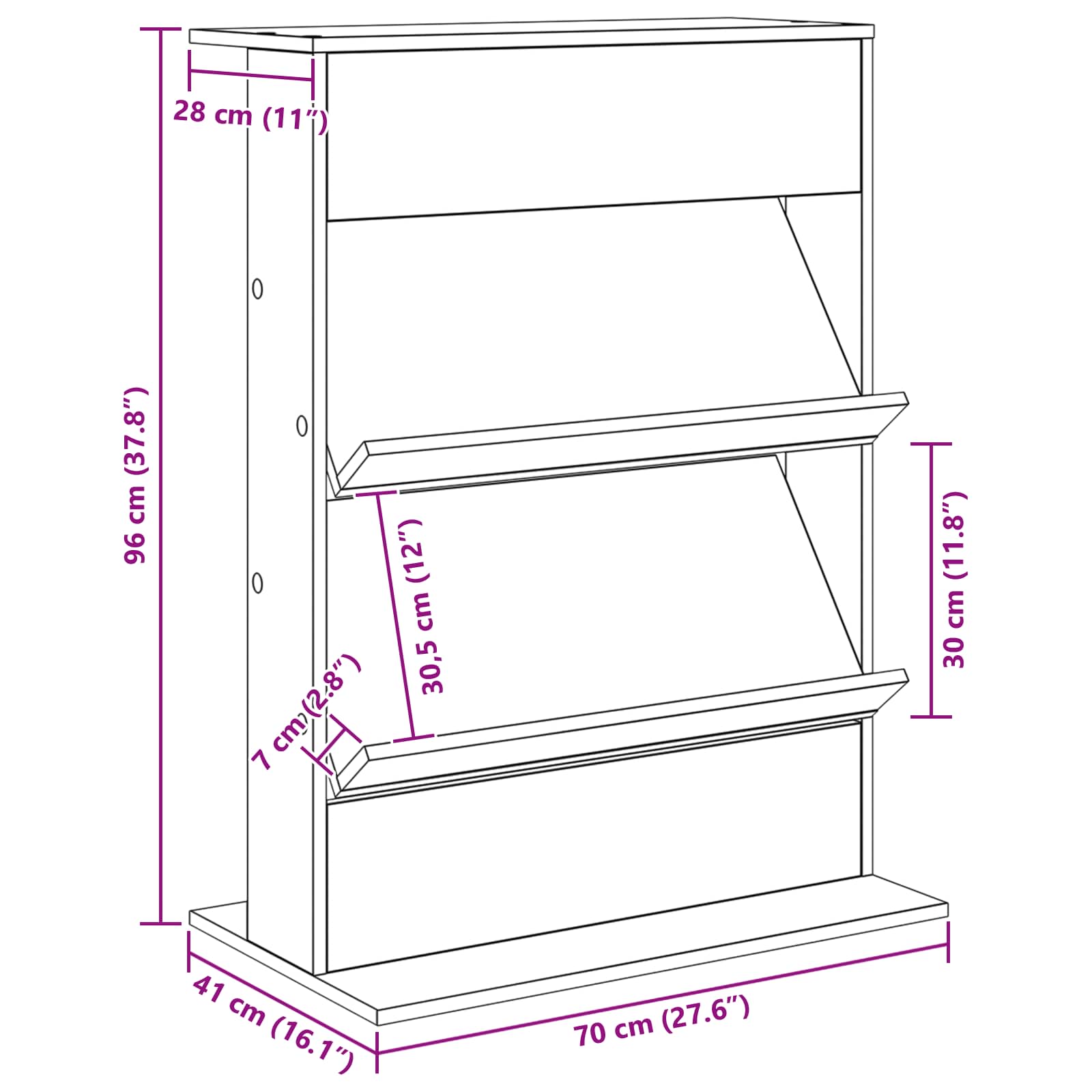 Magazine Rack White 70 x 41 x 96 cm Engineered Wood