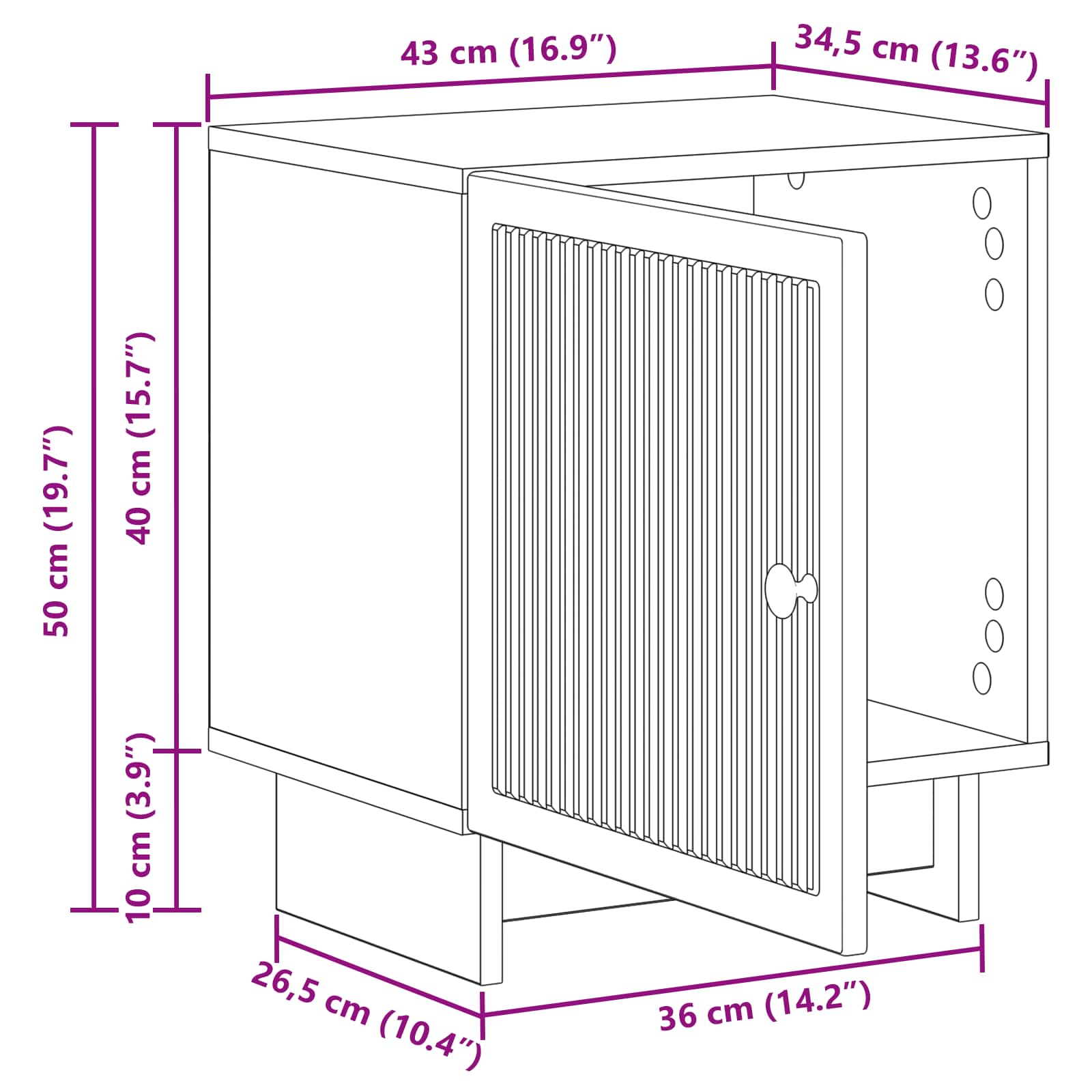 Bedside Cabinet White 43 x 34.5 x 50 cm Engineered Wood