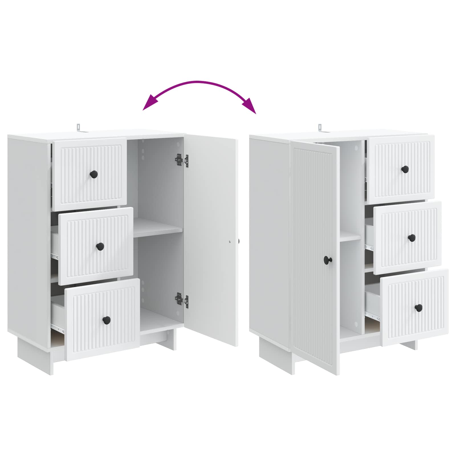 Sideboard with Drawer White 66 x 34.5 x 90 cm Engineered Wood
