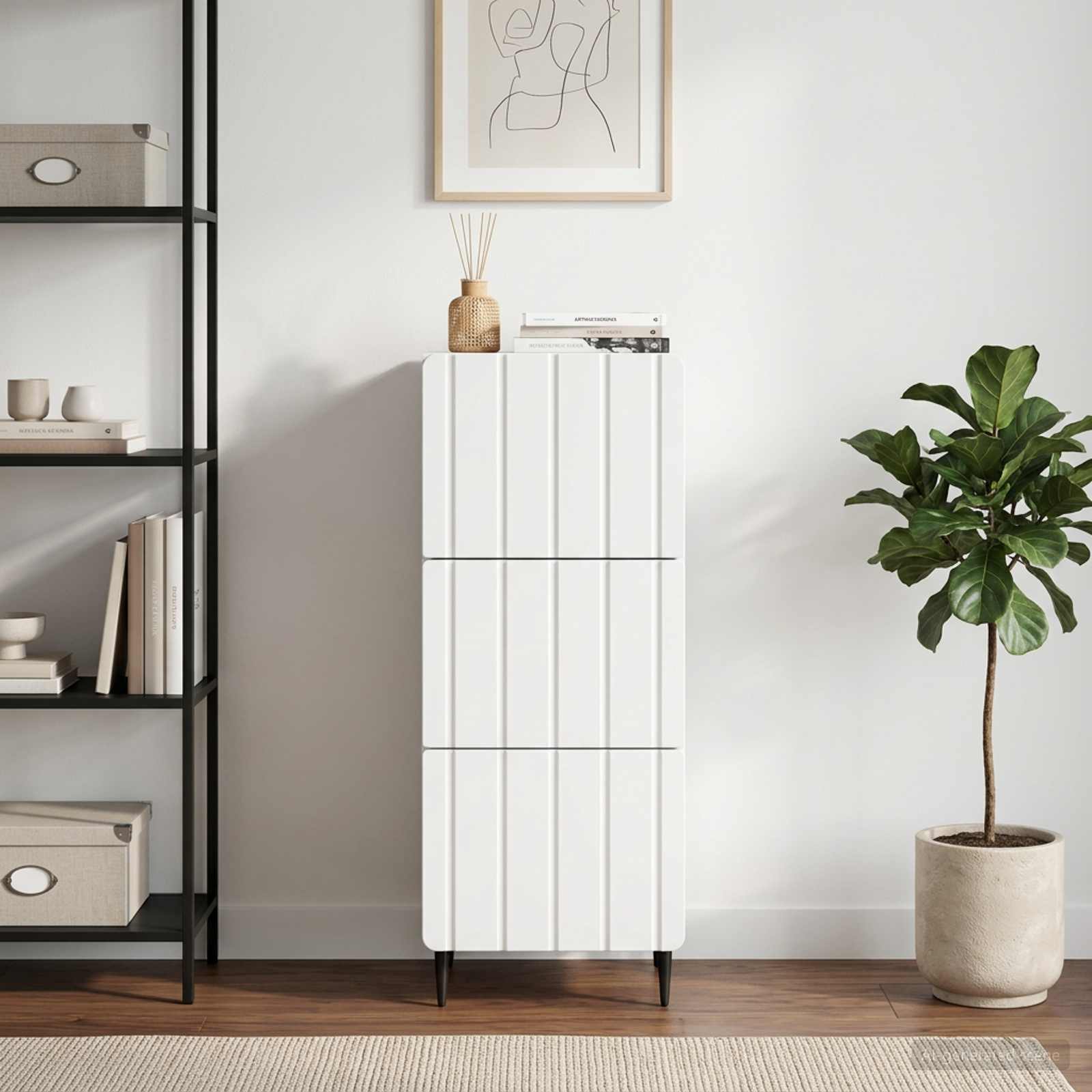 Drawer Cabinet White 33 x 34.5 x 92 cm Engineered Wood