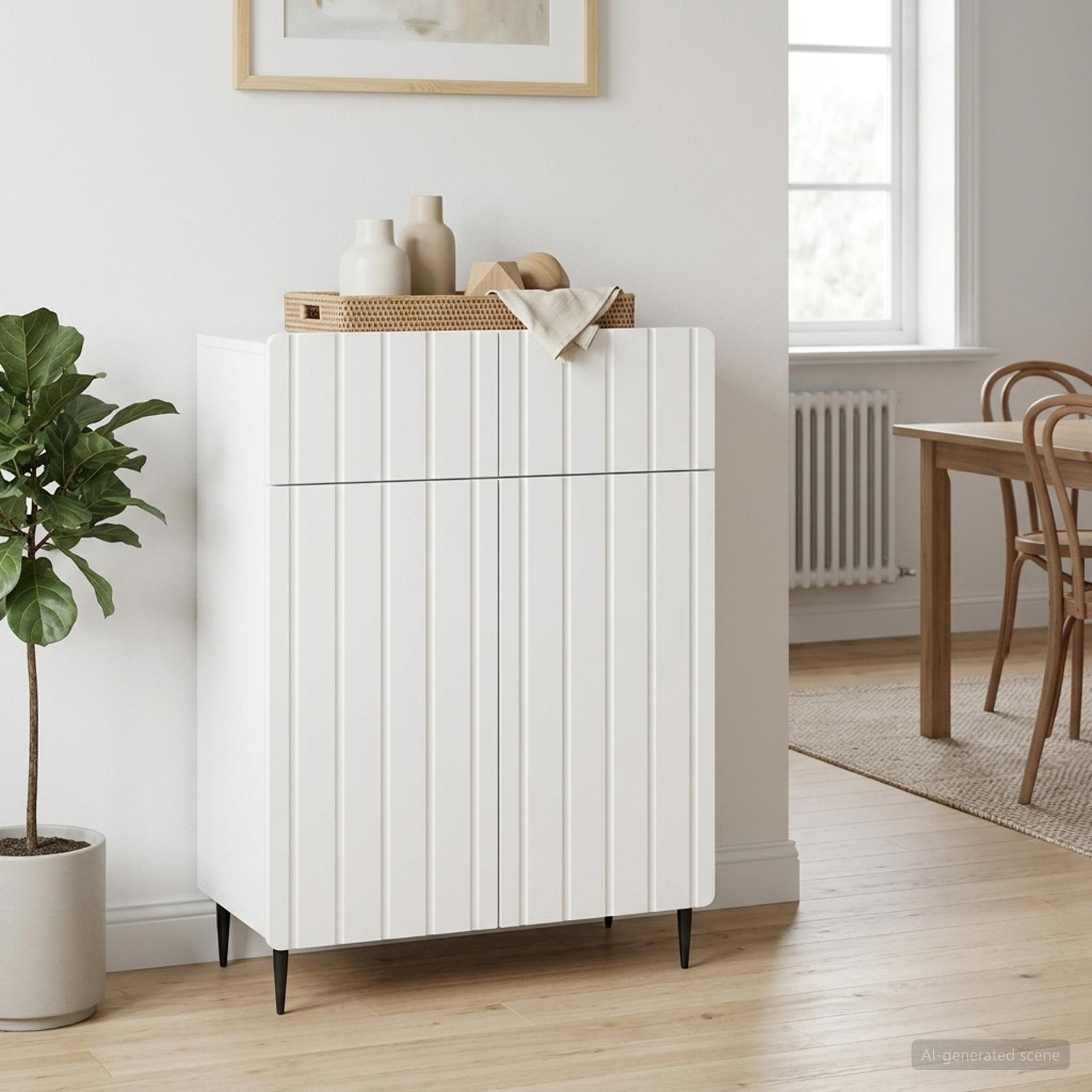 Sideboard with Drawer White 66 x 34.5 x 92 cm Engineered Wood