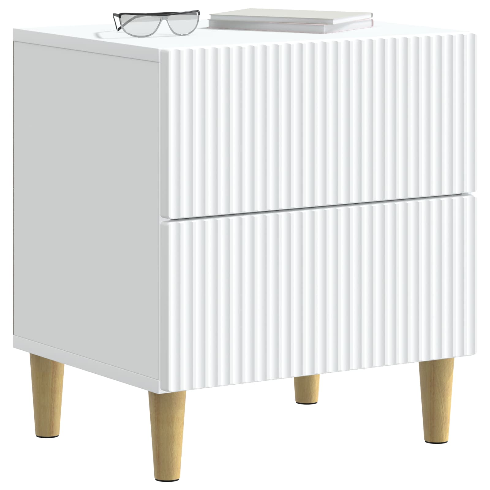 Bedside Cabinet White 43 x 34.5 x 48 cm Engineered Wood