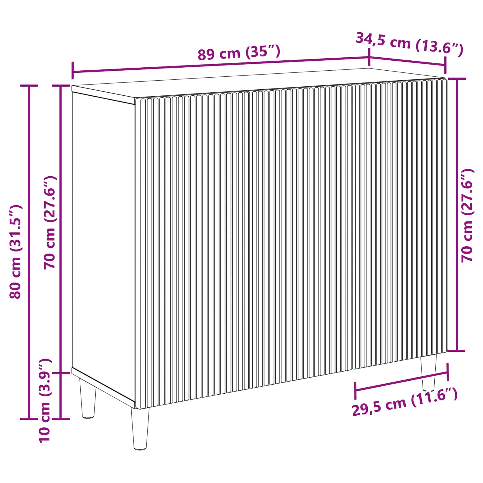 Sideboard White 89 x 34.5 x 80 cm Engineered Wood