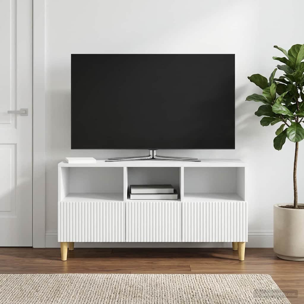 TV Cabinet with Drawer White 102 x 34.5 x 50 cm Engineered Wood