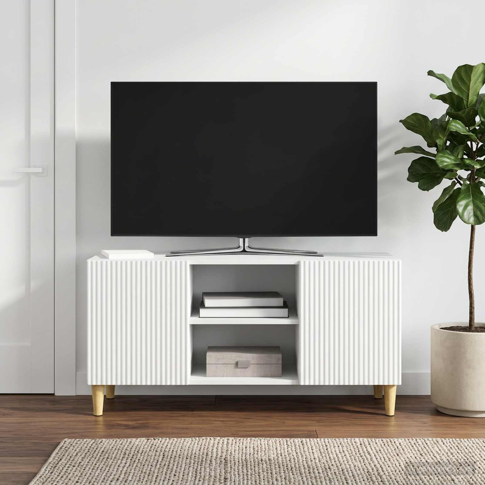 TV Cabinet White 102 x 34.5 x 50 cm Engineered Wood