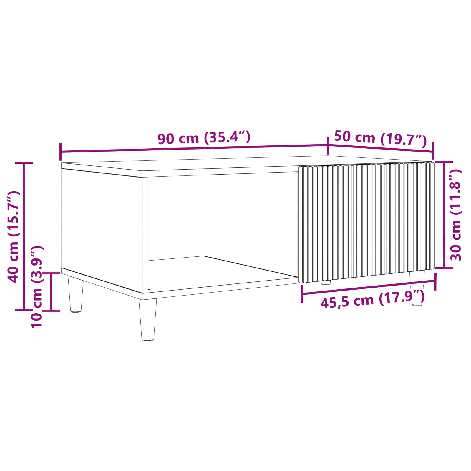 Coffee Table White 90 x 50 x 40 cm Engineered Wood