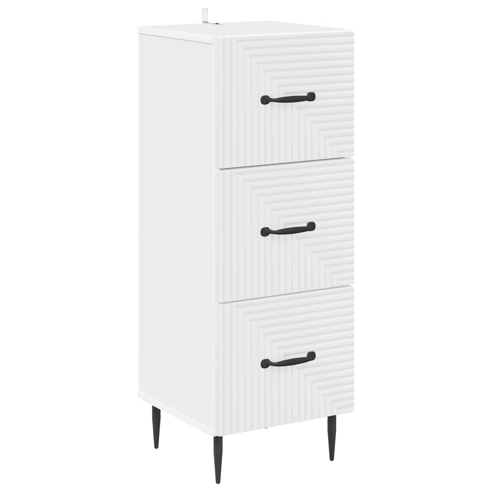 Drawer Cabinet White 33 x 34.5 x 89.5 cm Engineered Wood