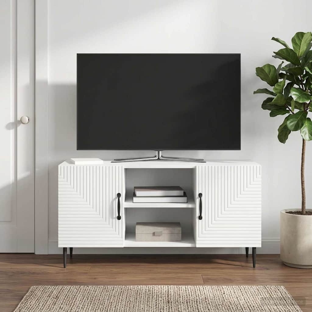 TV Cabinet White 102 x 34.5 x 50 cm Engineered Wood