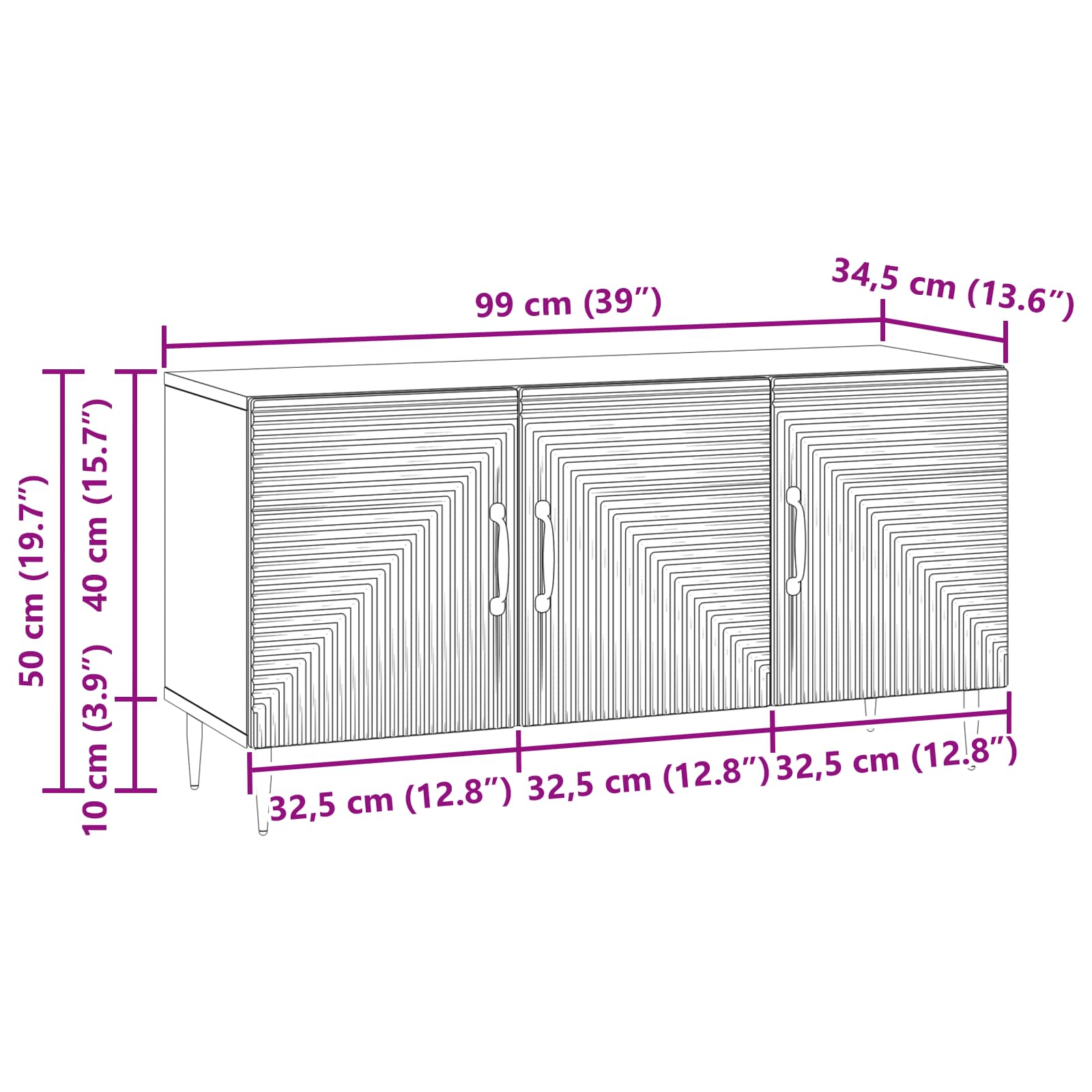 TV Cabinet White 99 x 34.5 x 50 cm Engineered Wood