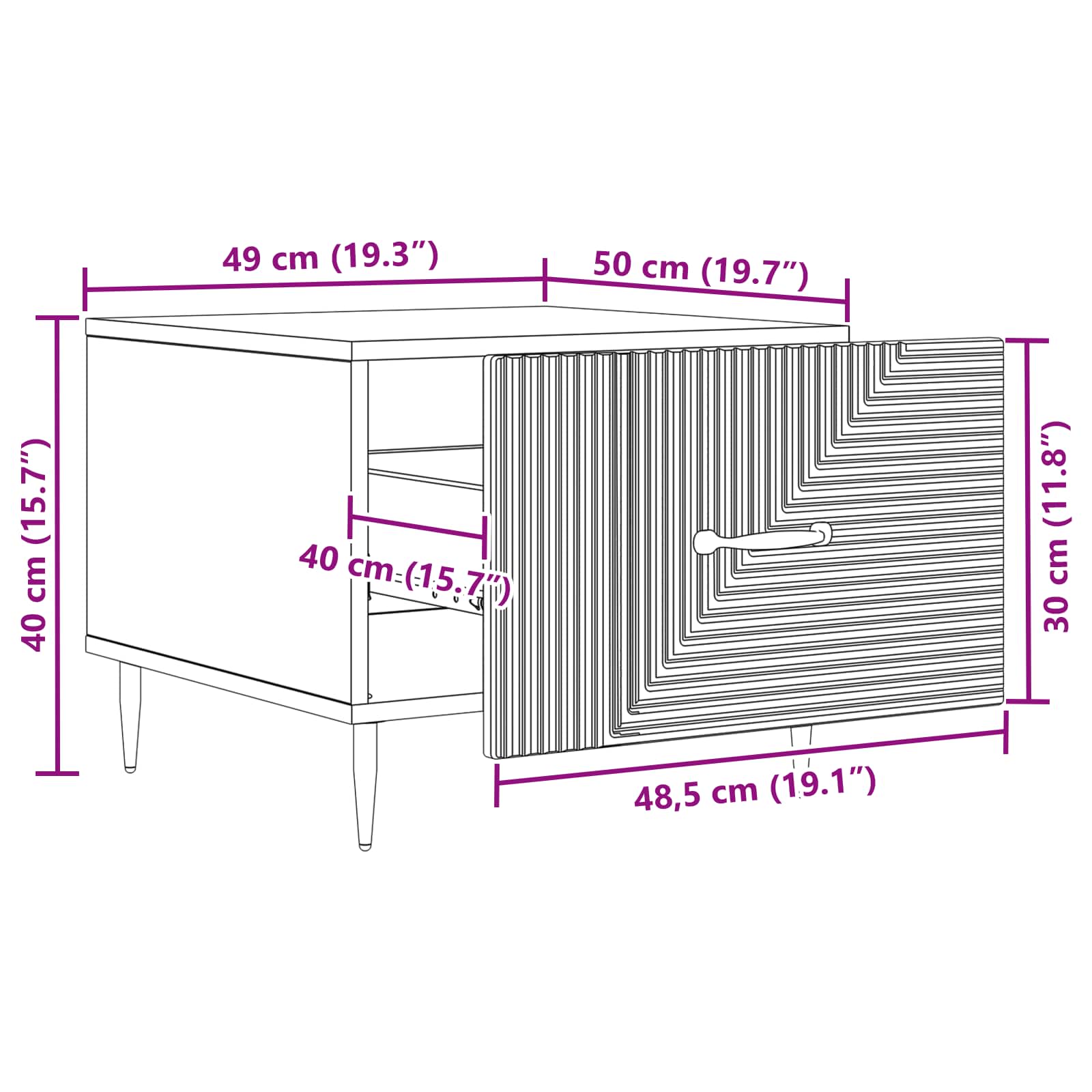 Coffee Table with Drawer White 49 x 50 x 40 cm Engineered Wood