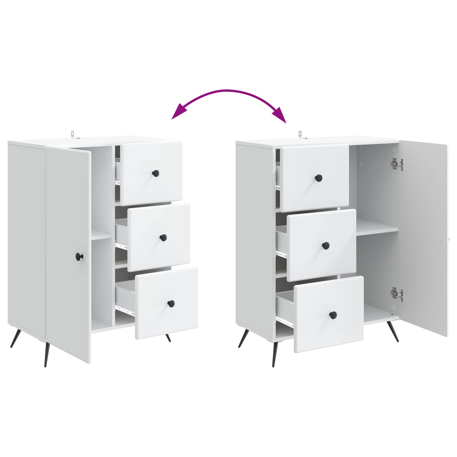 Sideboard with Drawer White 66 x 34.5 x 90 cm Engineered Wood