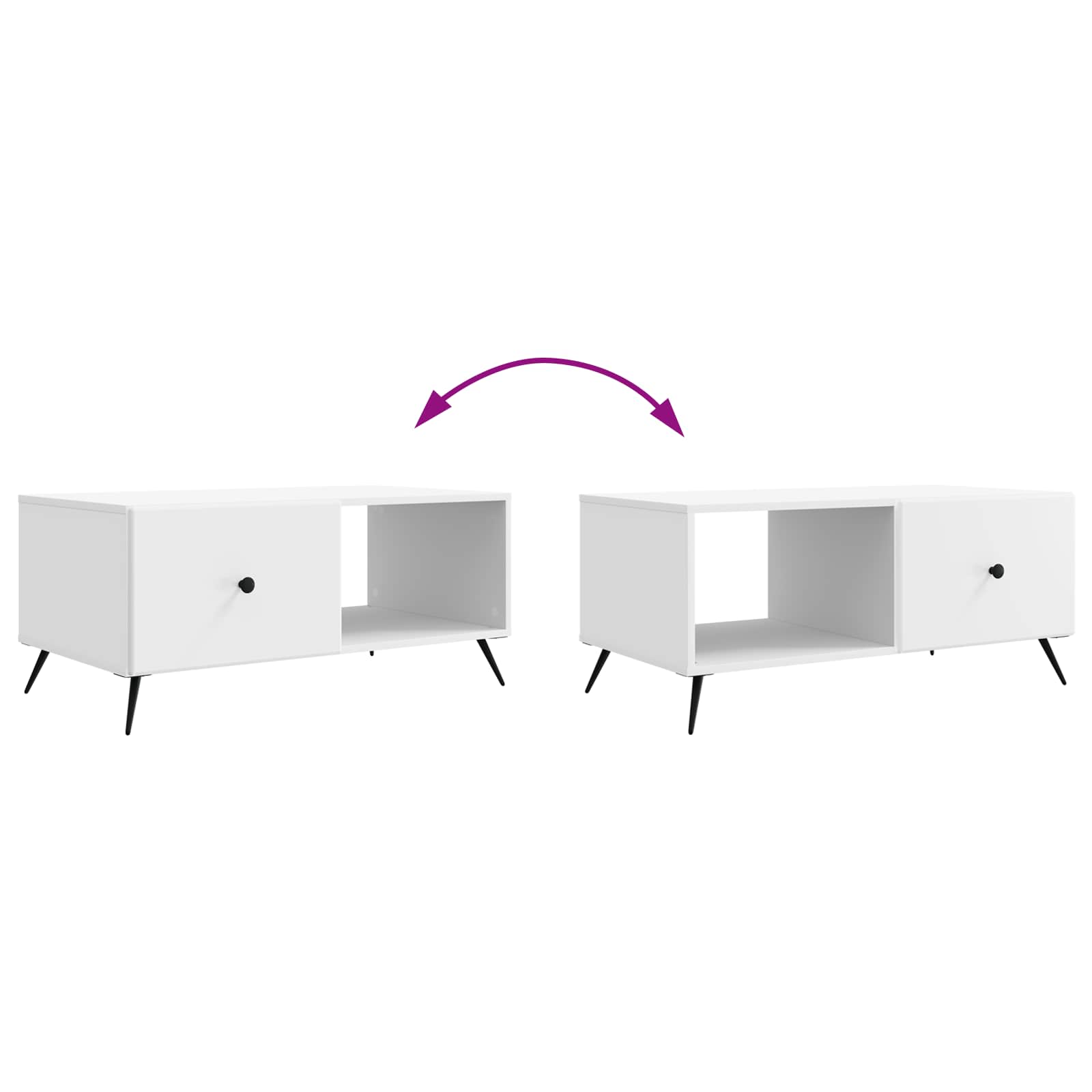 Coffee Table White 90 x 50 x 40 cm Engineered Wood