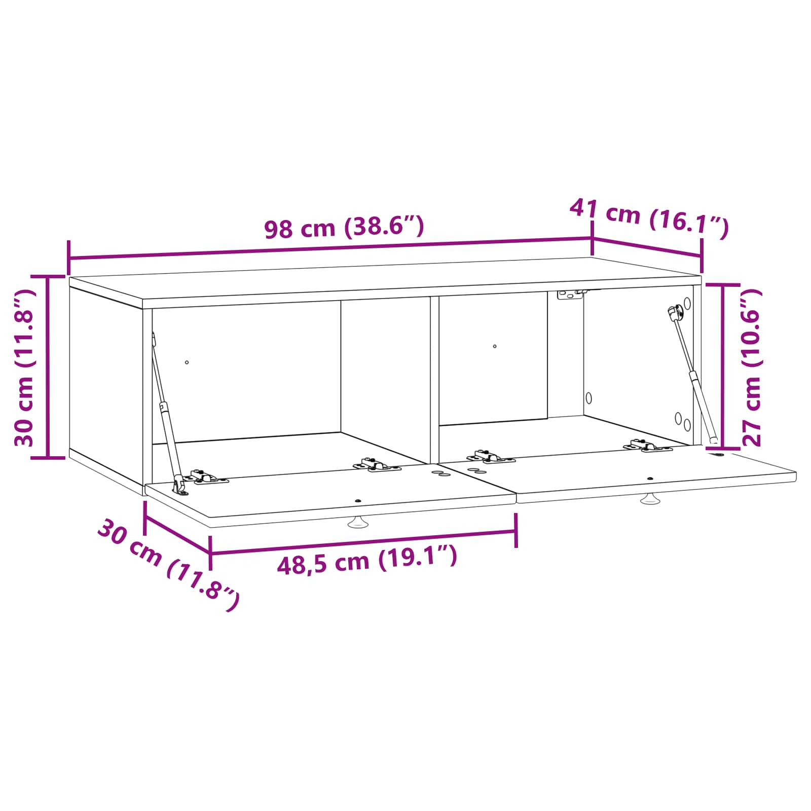Wall-Mounted TV Cabinet White 98 x 41 x 30 cm Engineered Wood
