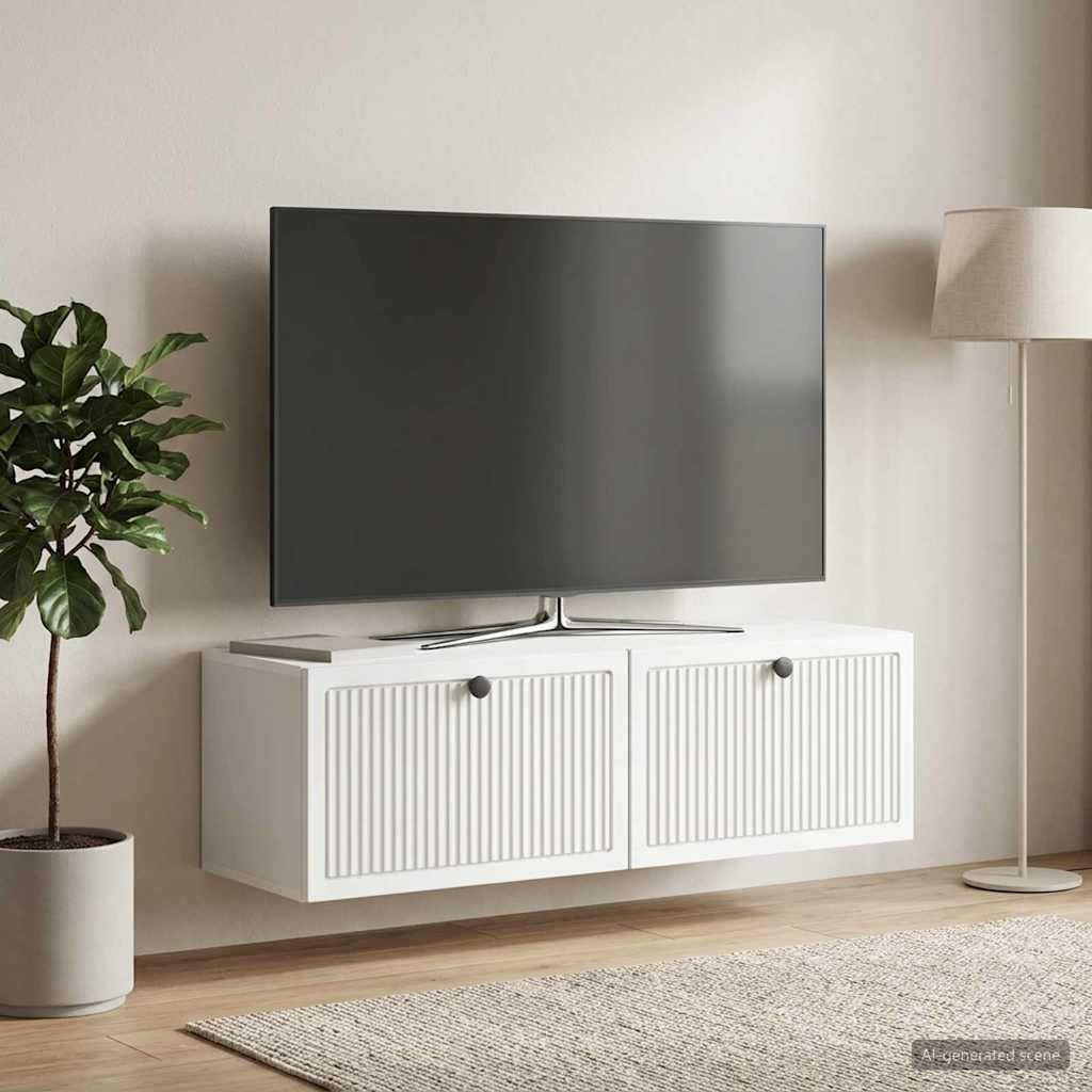 Wall-Mounted TV Cabinet White 98 x 31 x 30 cm Engineered Wood