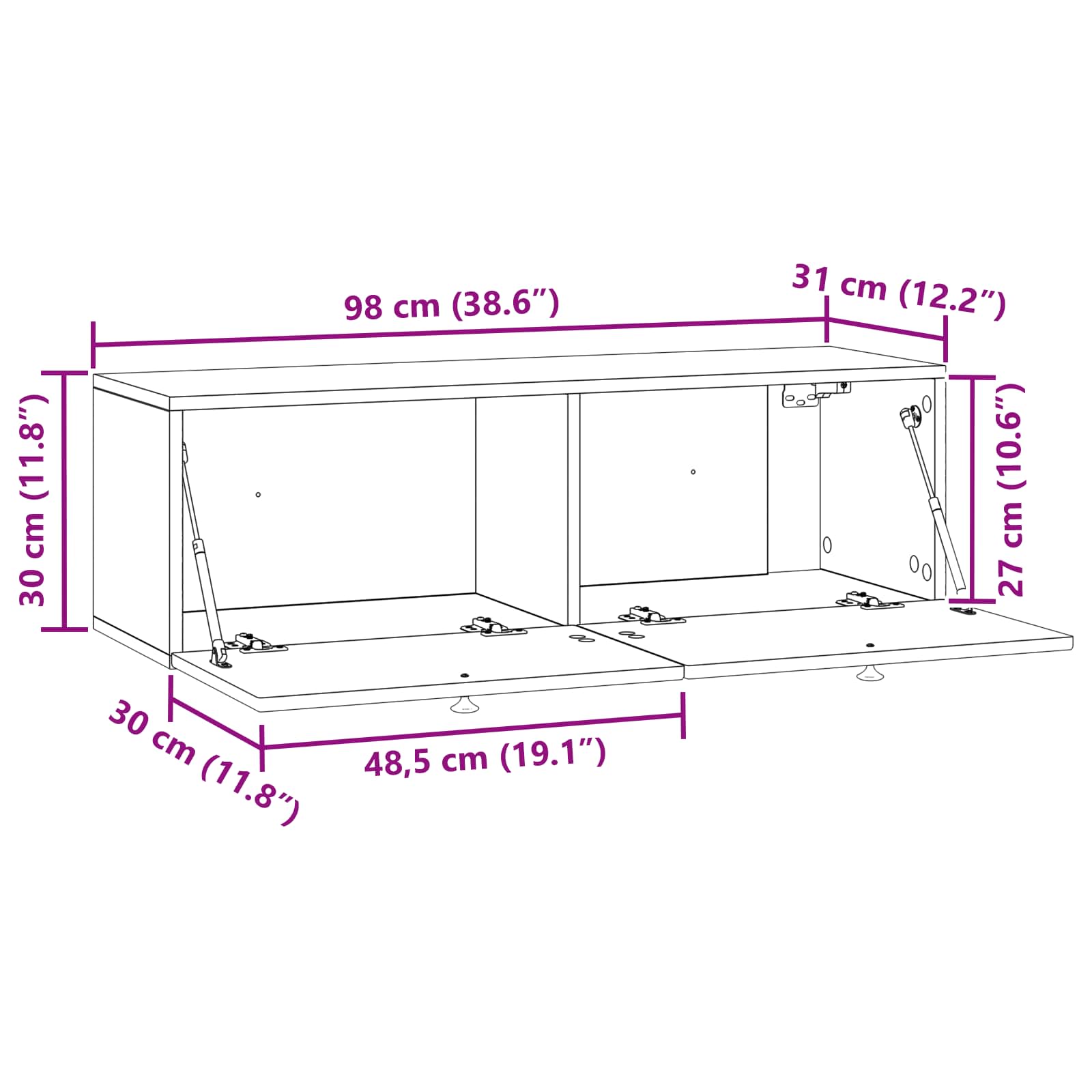 Wall-Mounted TV Cabinet White 98 x 31 x 30 cm Engineered Wood