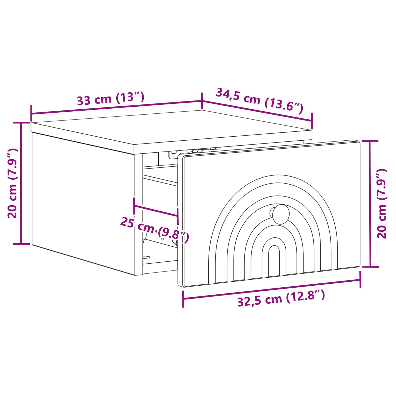 Wall-Mounted Bedside Cabinet White 33 x 34.5 x 20 cm