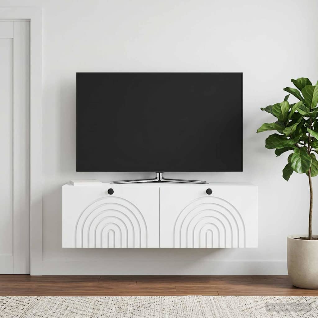 Wall-Mounted TV Cabinet White 98 x 31 x 30 cm Engineered Wood