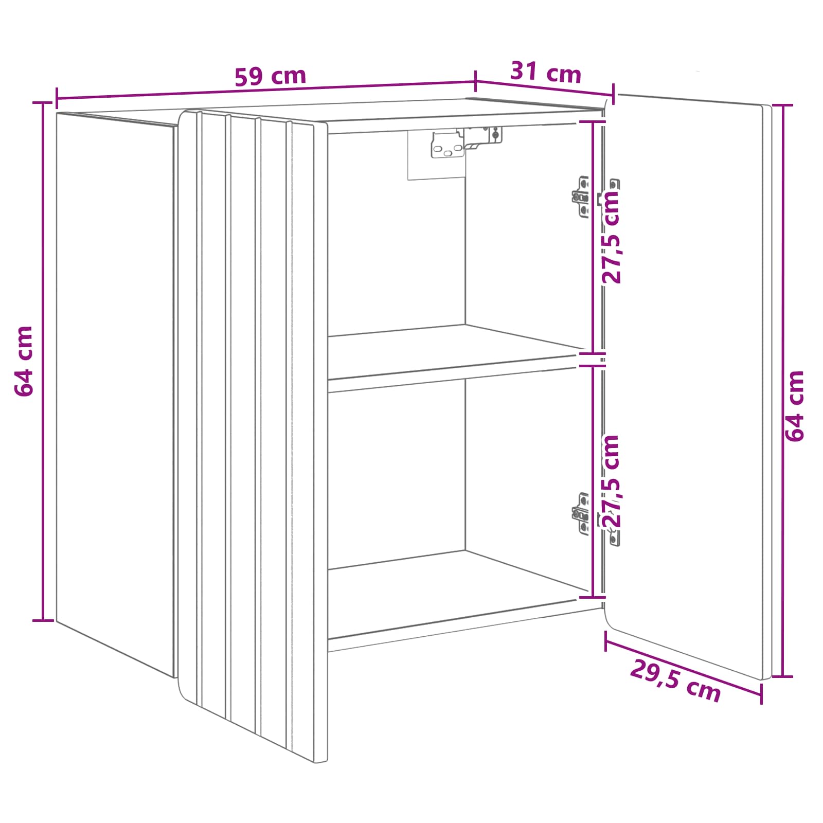 Wall-Mounted Cabinet White 59 x 31 x 64 cm Engineered Wood