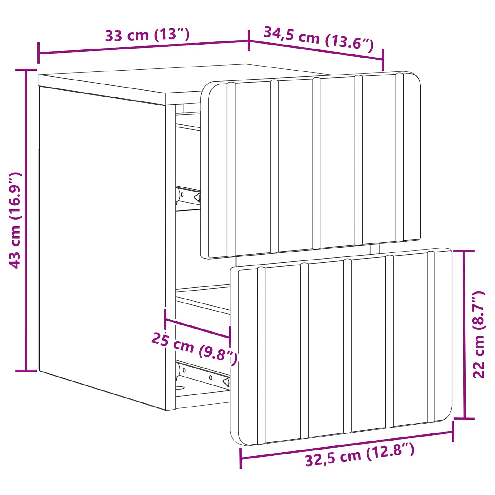 Wall-Mounted Bedside Cabinet White 33 x 34.5 x 43 cm