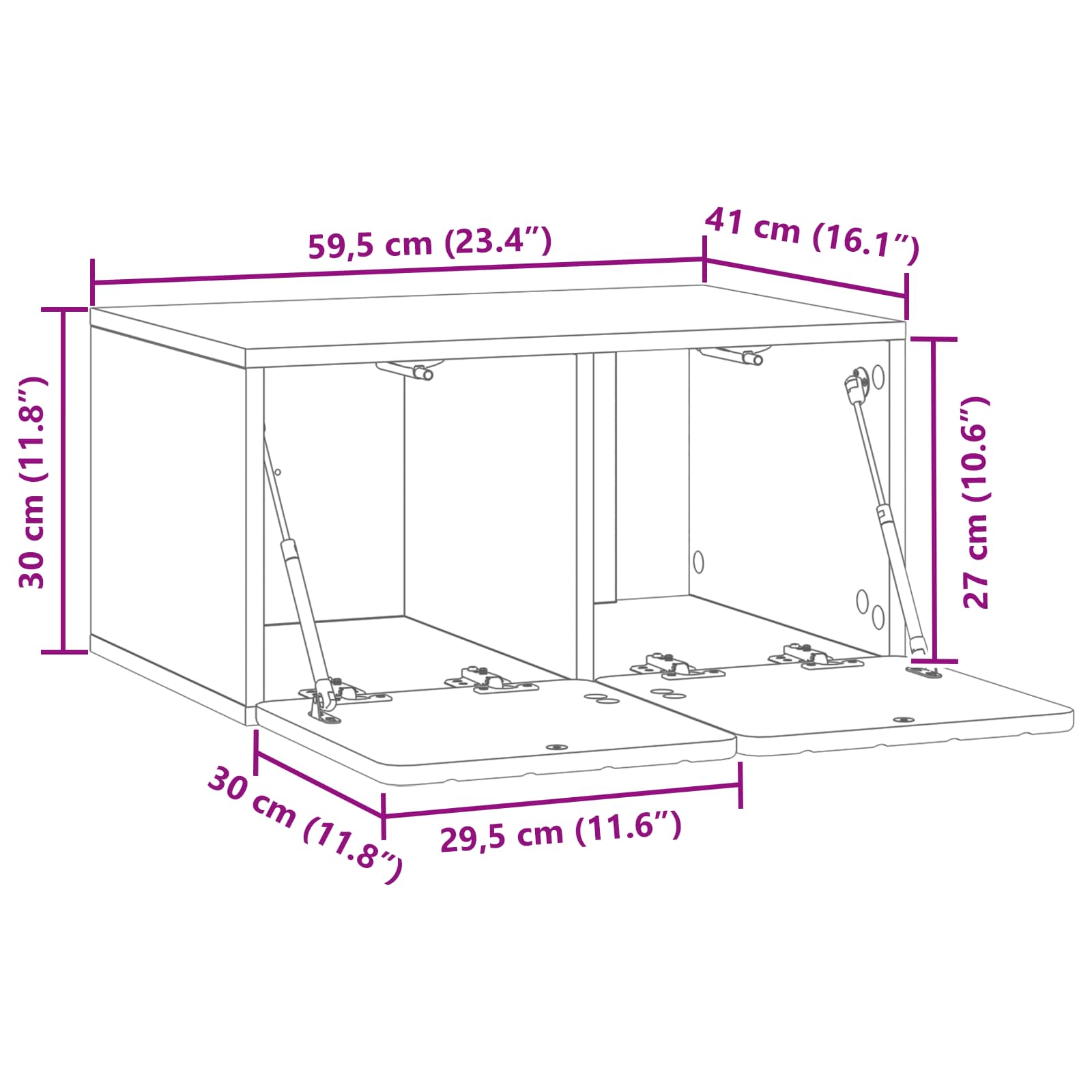 Wall-Mounted TV Cabinet 59.5 x 41 x 30 cm White Engineered Wood
