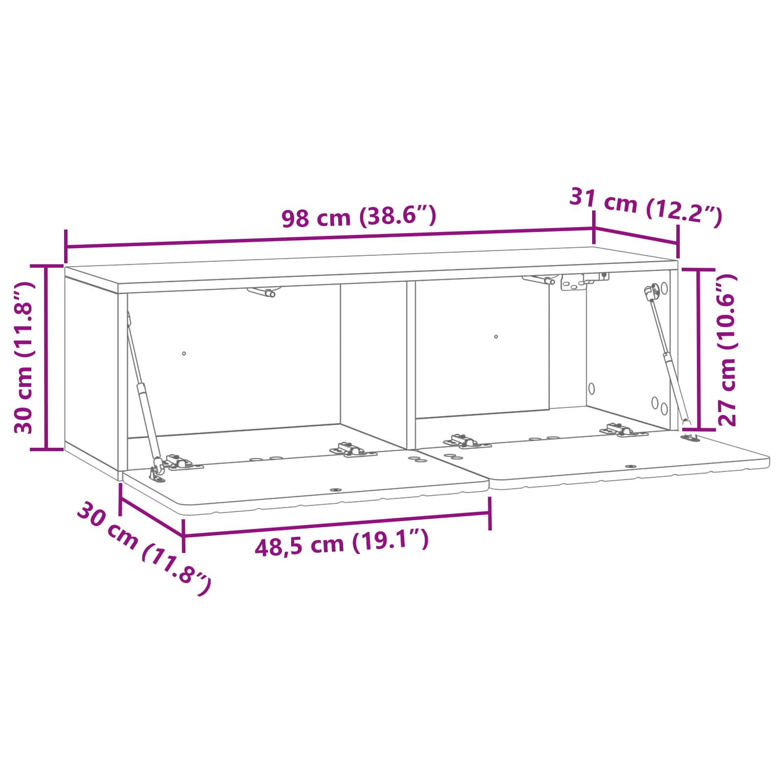 Wall-Mounted TV Cabinet White 98 x 31 x 30 cm Engineered Wood