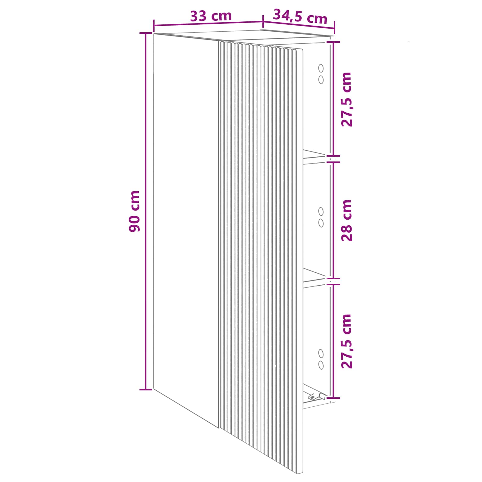 Wall-Mounted Cabinet White 33 x 34.5 x 90 cm Engineered Wood