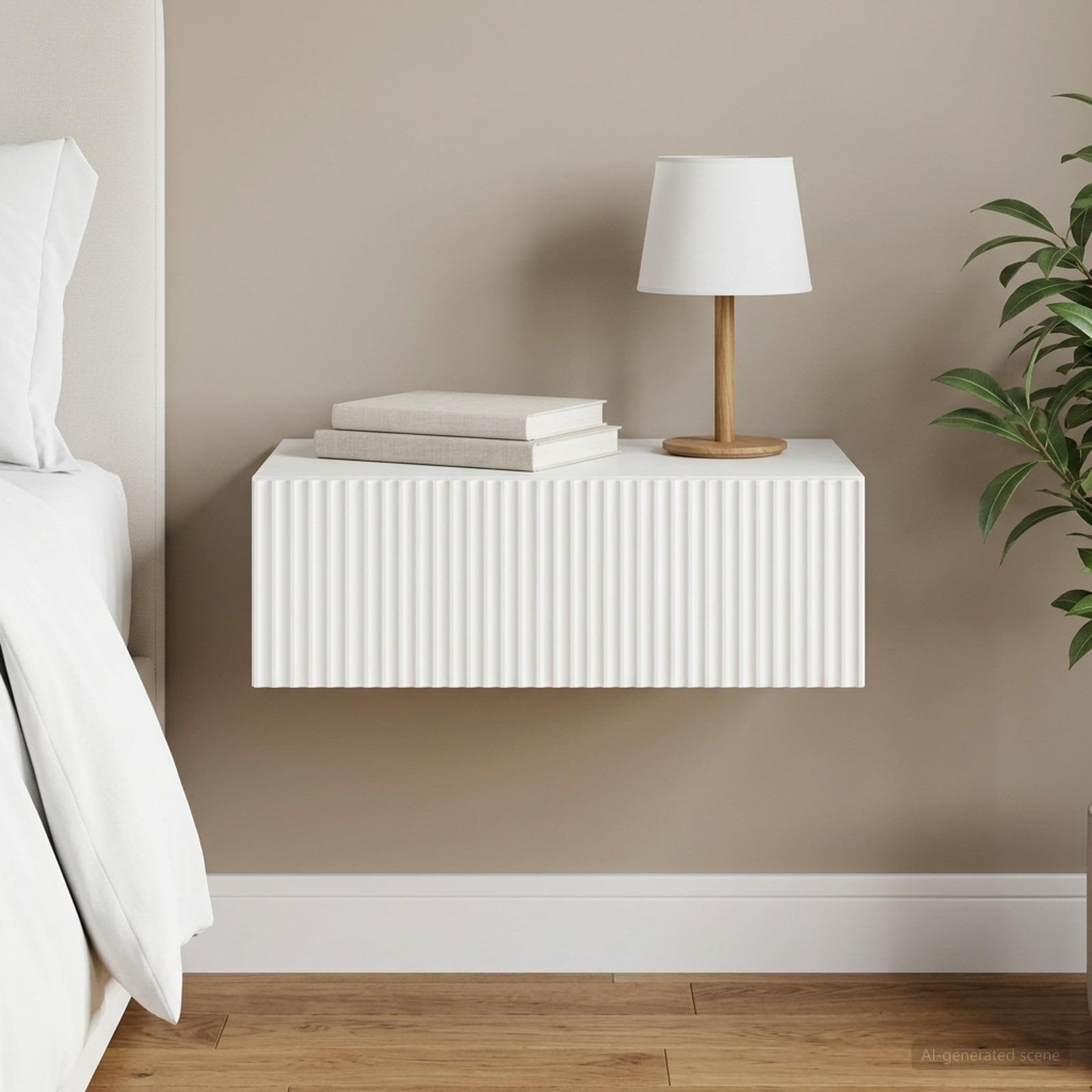 Wall-Mounted Side Table 59 x 34.5 x 17 cm Engineered Wood White