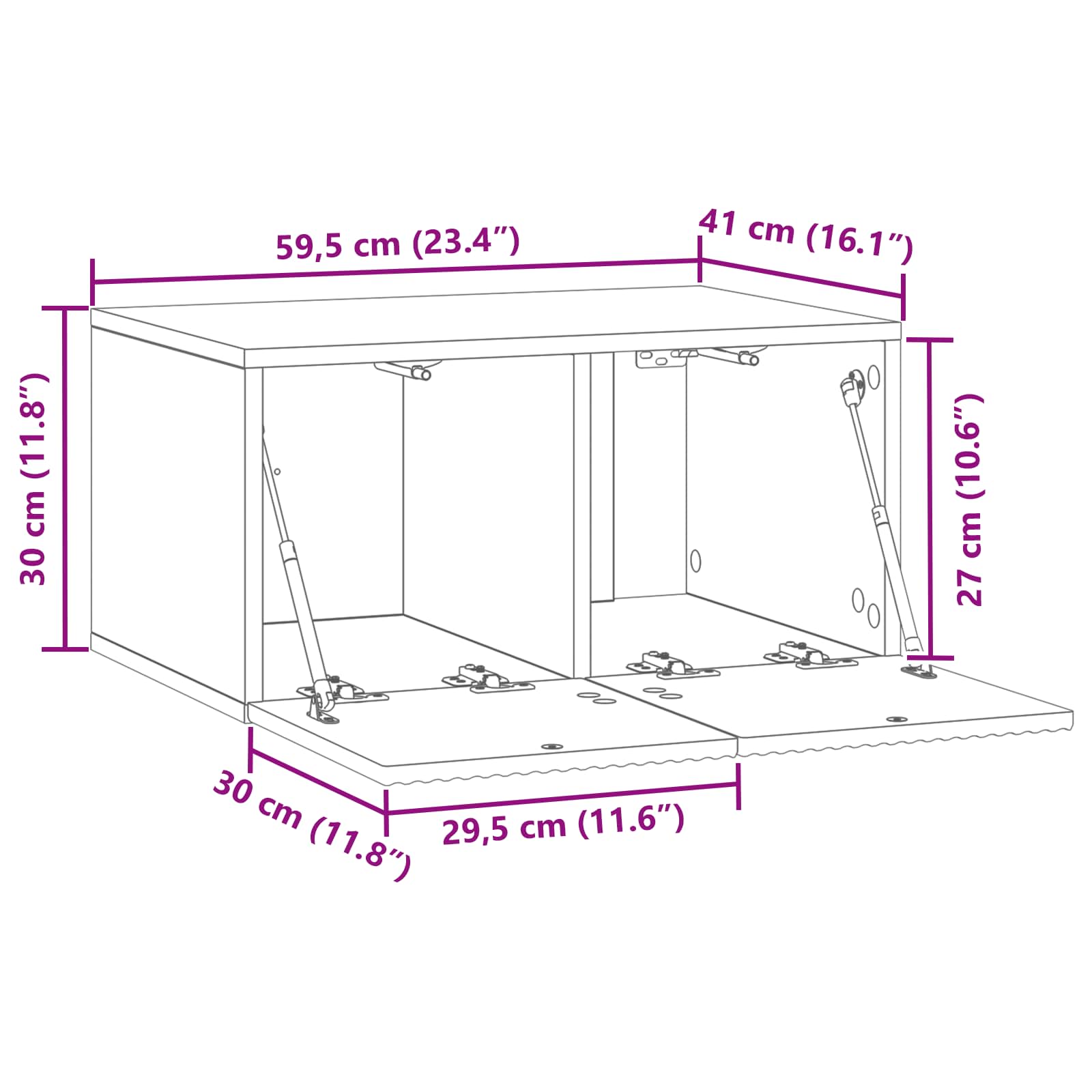 Wall-Mounted TV Cabinet White 59.5 x 41 x 30 cm Engineered Wood