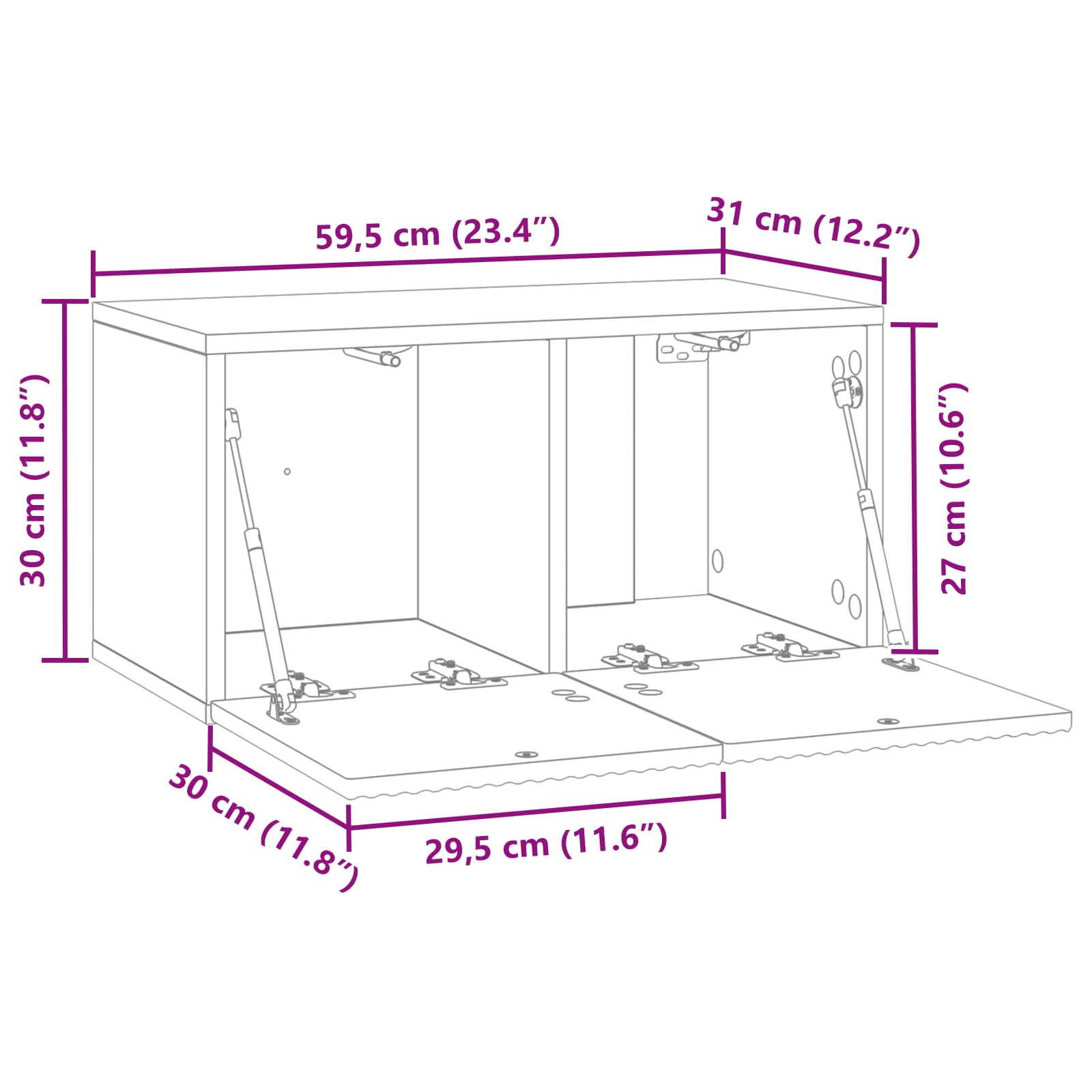 Wall-Mounted TV Cabinet White 59.5 x 31 x 30 cm Engineered Wood